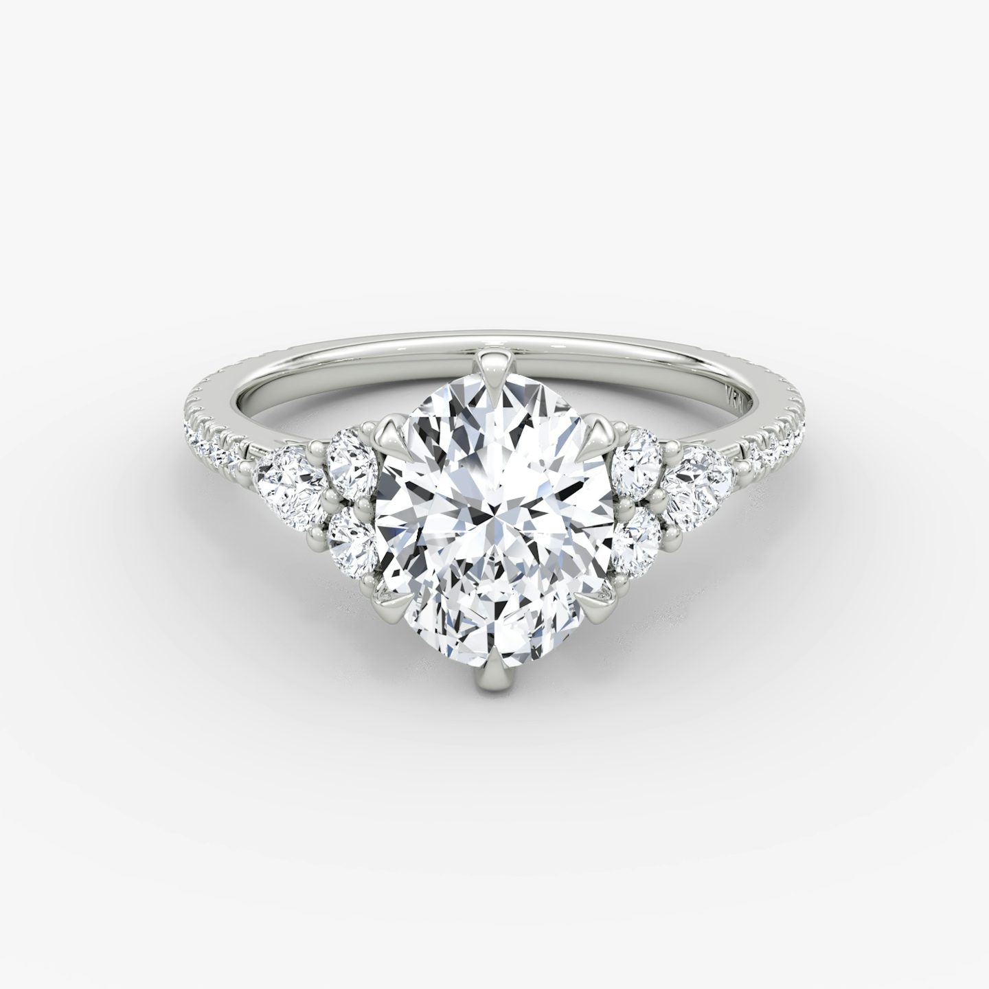 The Pear Cluster Heirloom | Oval | 18k | White Gold | bandAccent: Pavé | diamondOrientation: vertical | caratWeight: other