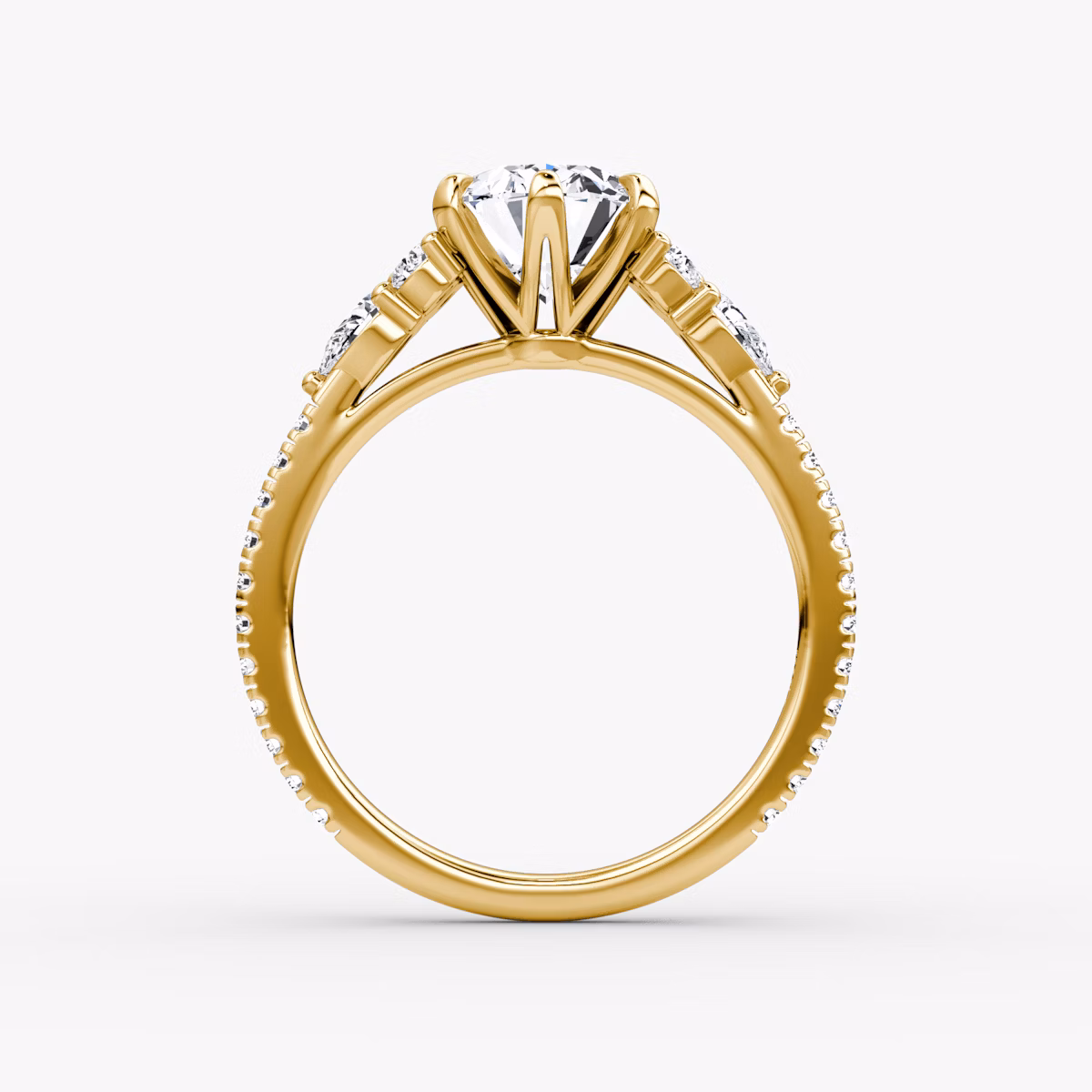 Anillo de compromiso Pear Cluster Heirloom | Oval | 18k | Oro amarillo | bandAccent: Pavé | diamondOrientation: vertical | caratWeight: other
