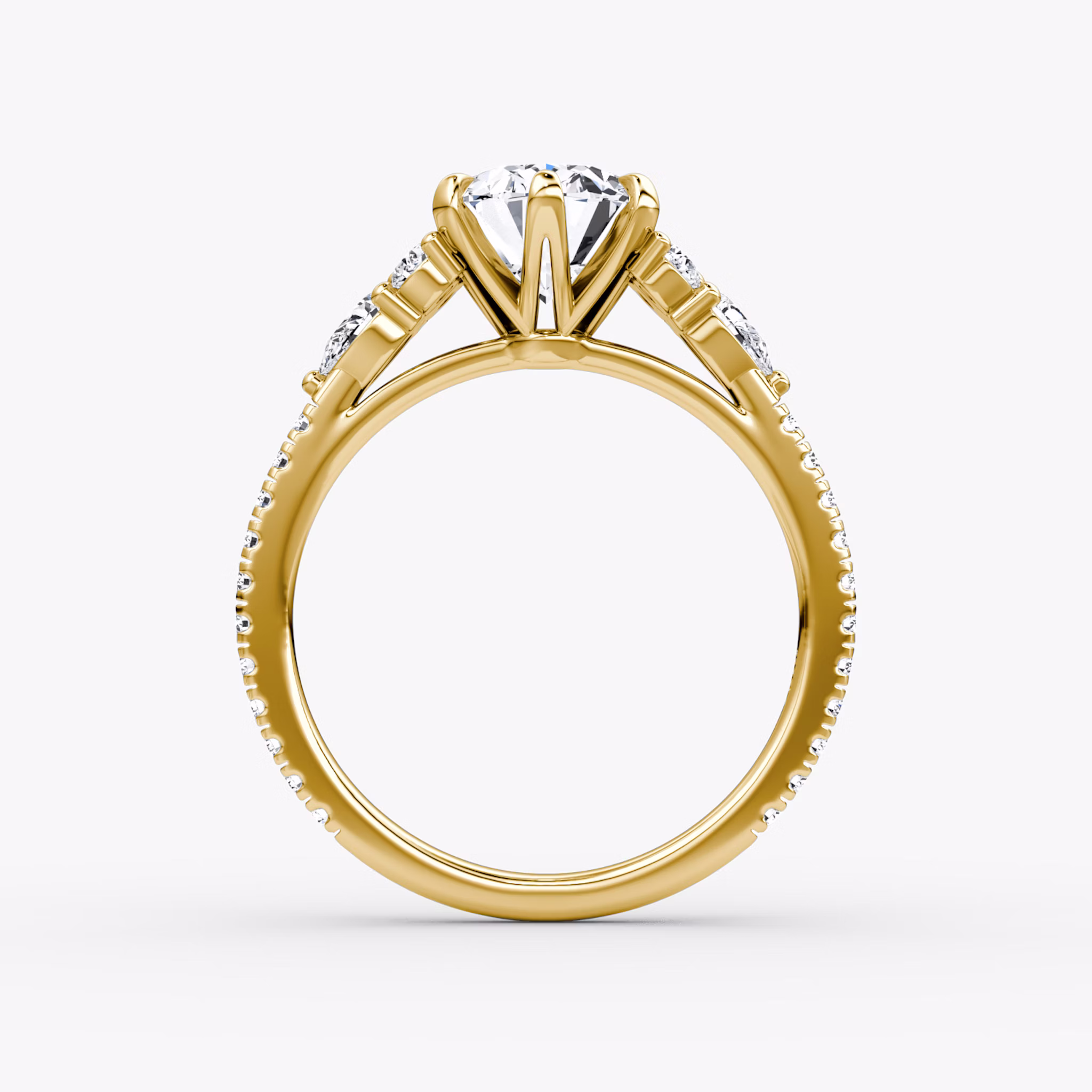 The Pear Cluster Heirloom | Oval | 18k | Yellow Gold | bandAccent: Pavé | diamondOrientation: vertical | caratWeight: other