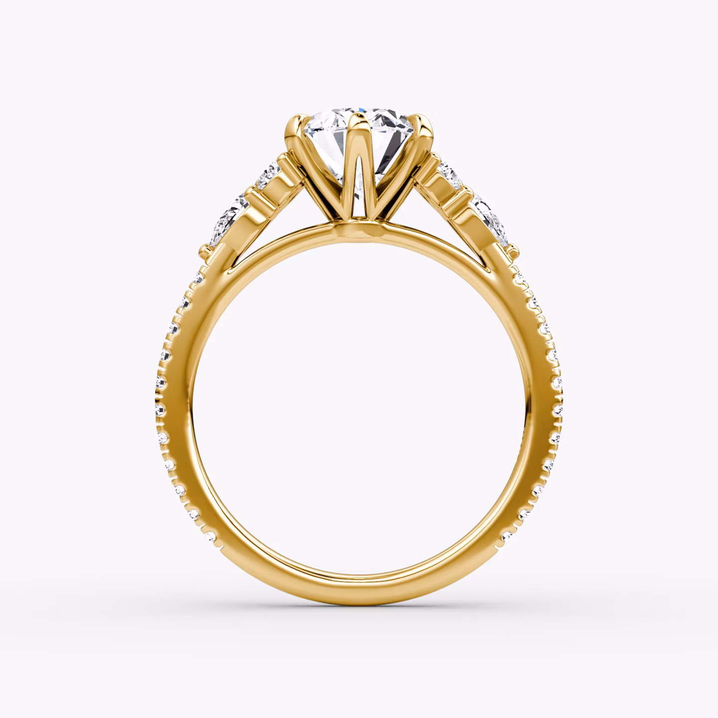 The Pear Cluster Heirloom | Oval | 18k | Yellow Gold | bandAccent: Pavé | diamondOrientation: vertical | caratWeight: other