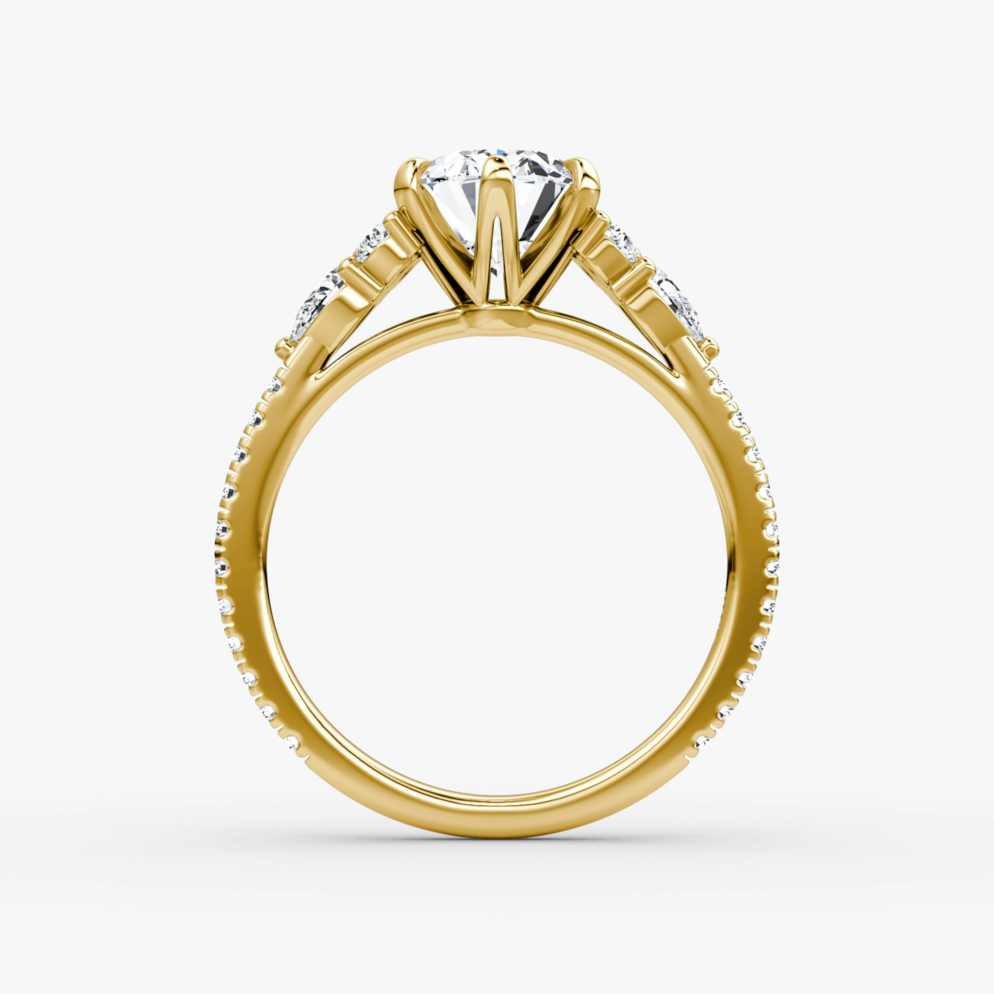 The Pear Cluster Heirloom | Oval | 18k | Yellow Gold | bandAccent: Pavé | diamondOrientation: vertical | caratWeight: other