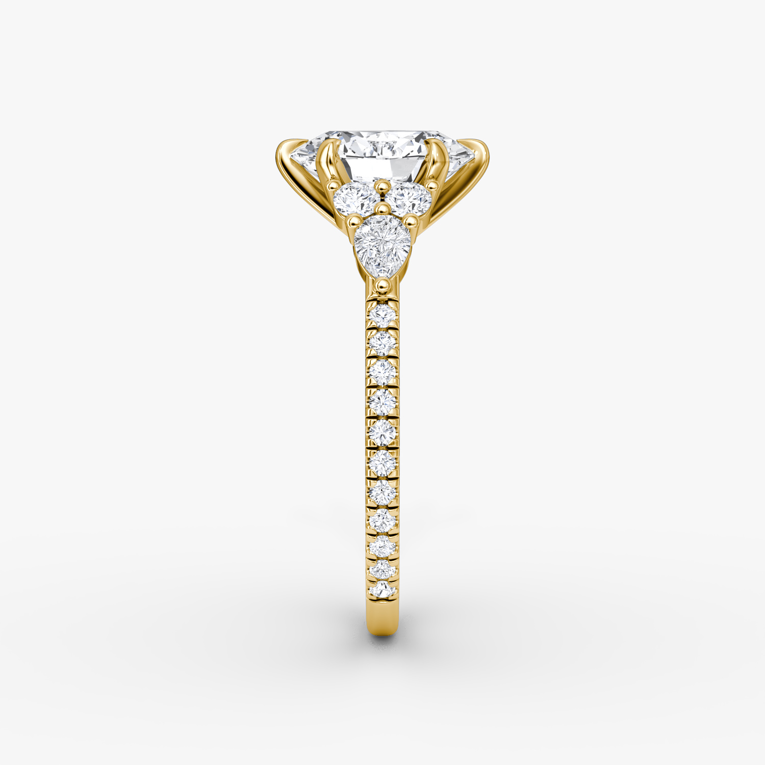 The Pear Cluster Heirloom | Oval | 18k | Yellow Gold | bandAccent: Pavé | diamondOrientation: vertical | caratWeight: other