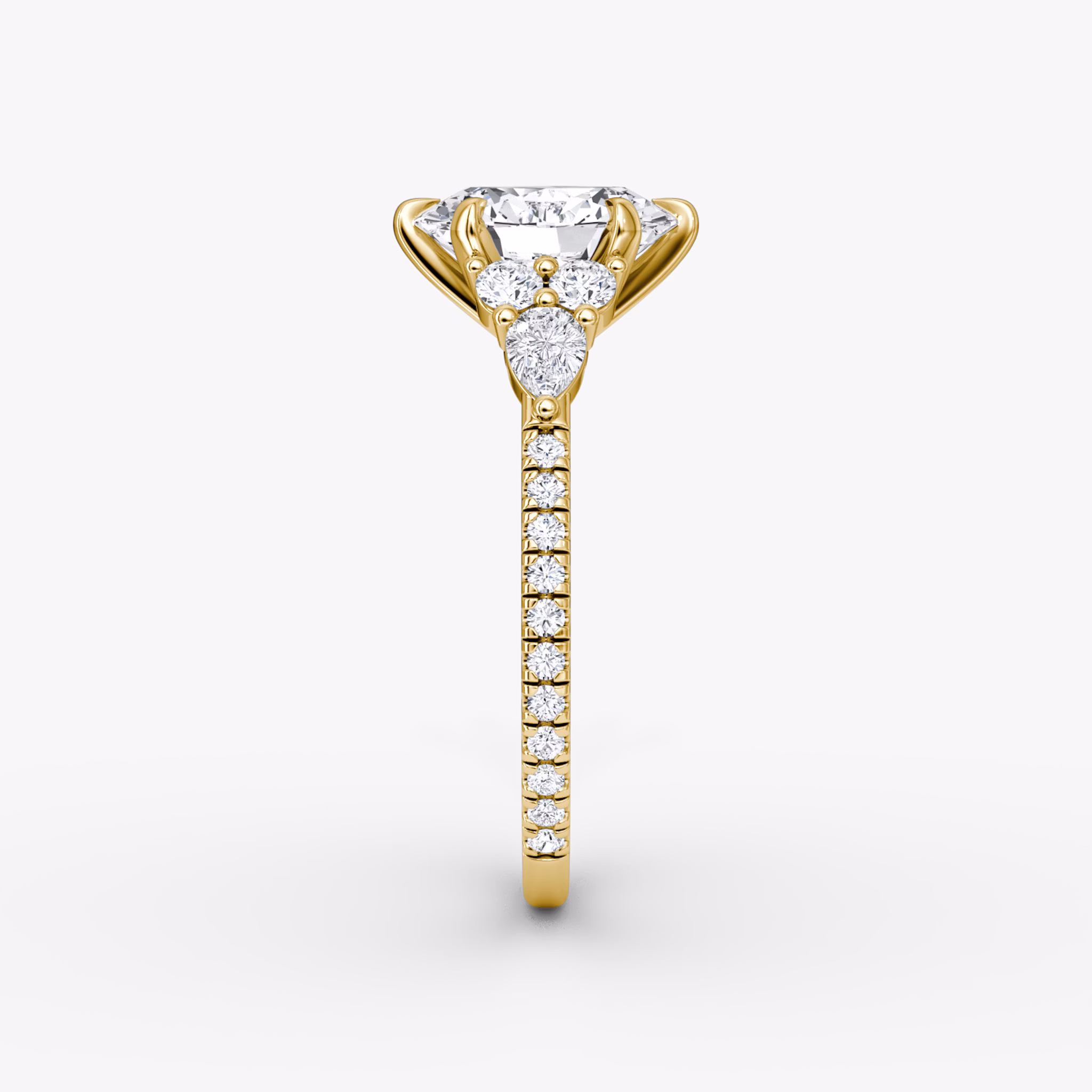 The Pear Cluster Heirloom | Oval | 18k | Yellow Gold | bandAccent: Pavé | diamondOrientation: vertical | caratWeight: other