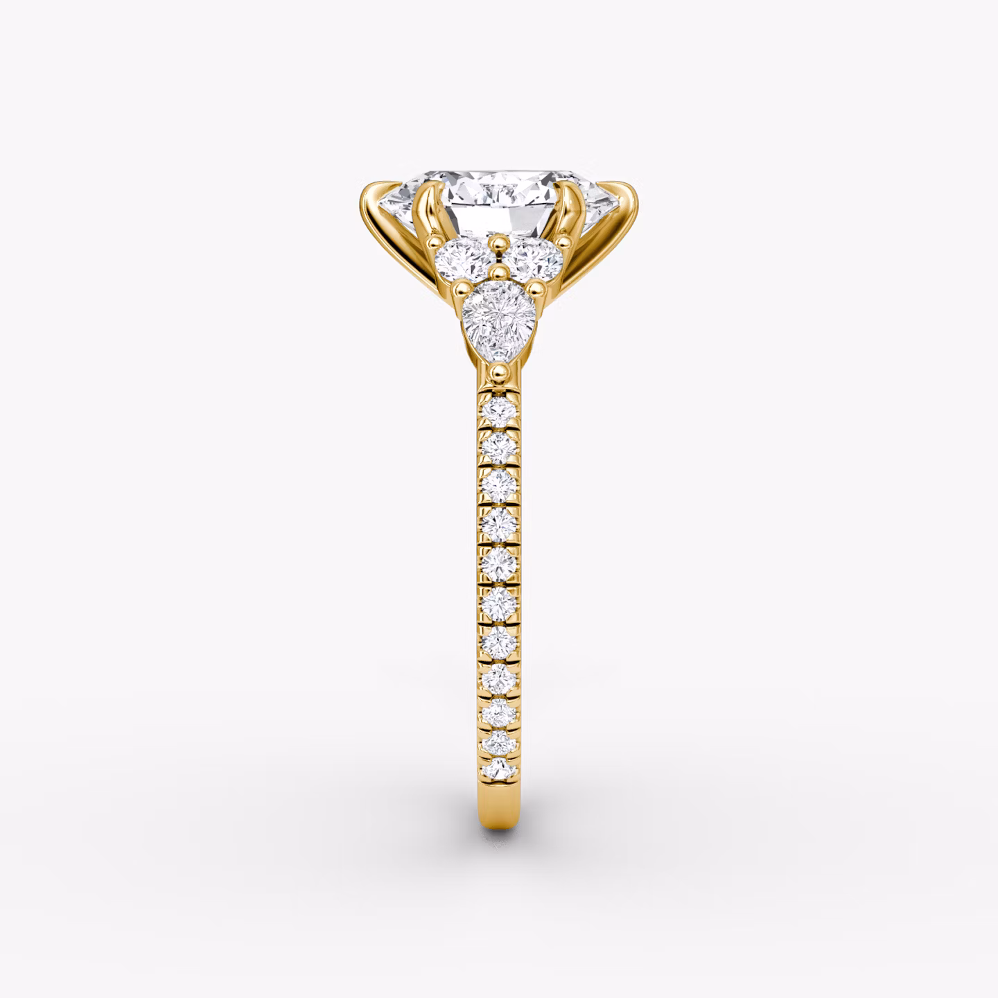 The Pear Cluster Heirloom | Oval | 18k | Yellow Gold | bandAccent: Pavé | diamondOrientation: vertical | caratWeight: other