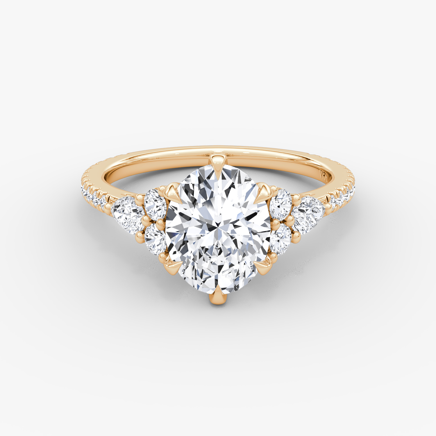 The Pear Cluster Heirloom | Oval | 14k | Rose Gold | bandAccent: Pavé | diamondOrientation: vertical | caratWeight: other