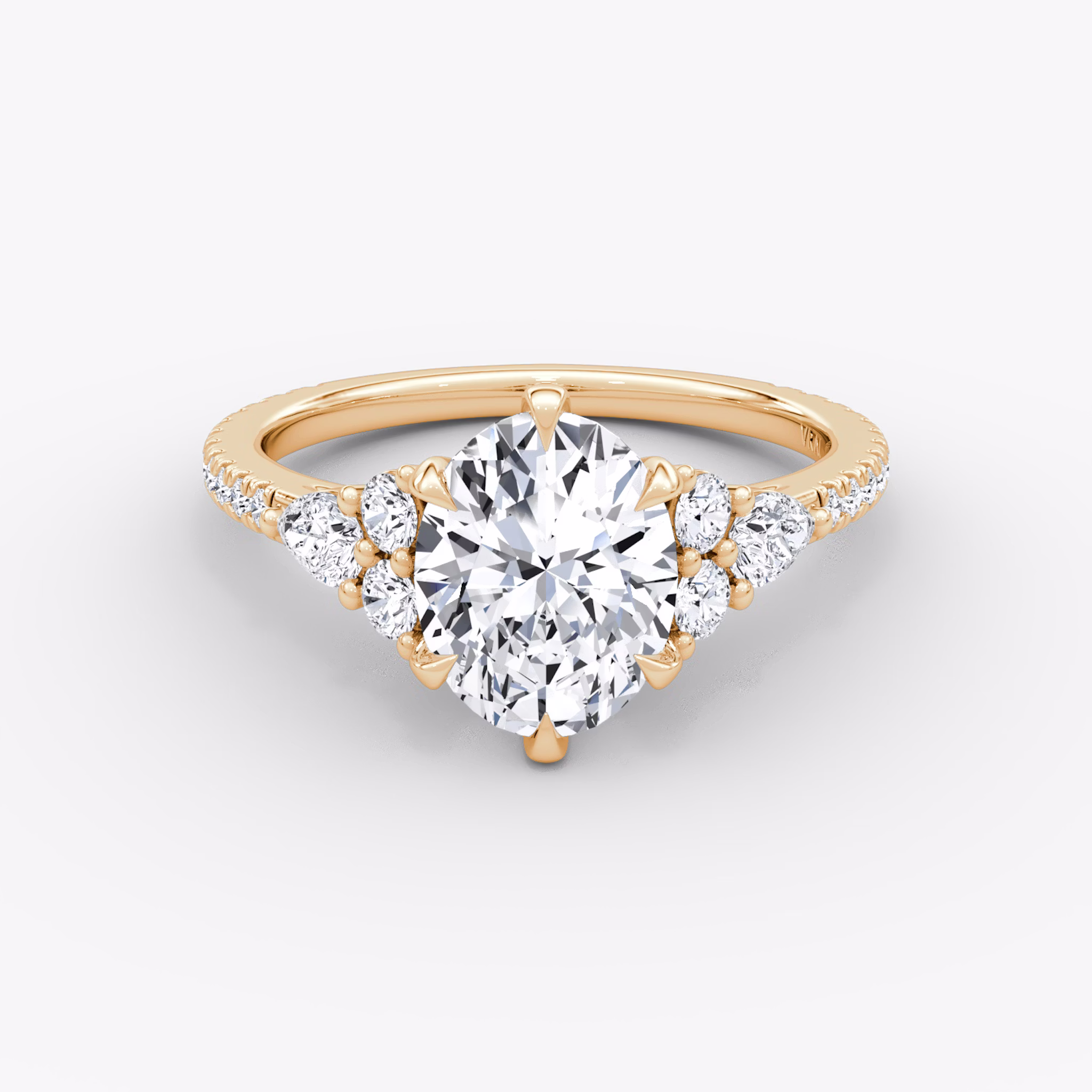 The Pear Cluster Heirloom | Oval | 14k | Rose Gold | bandAccent: Pavé | diamondOrientation: vertical | caratWeight: other