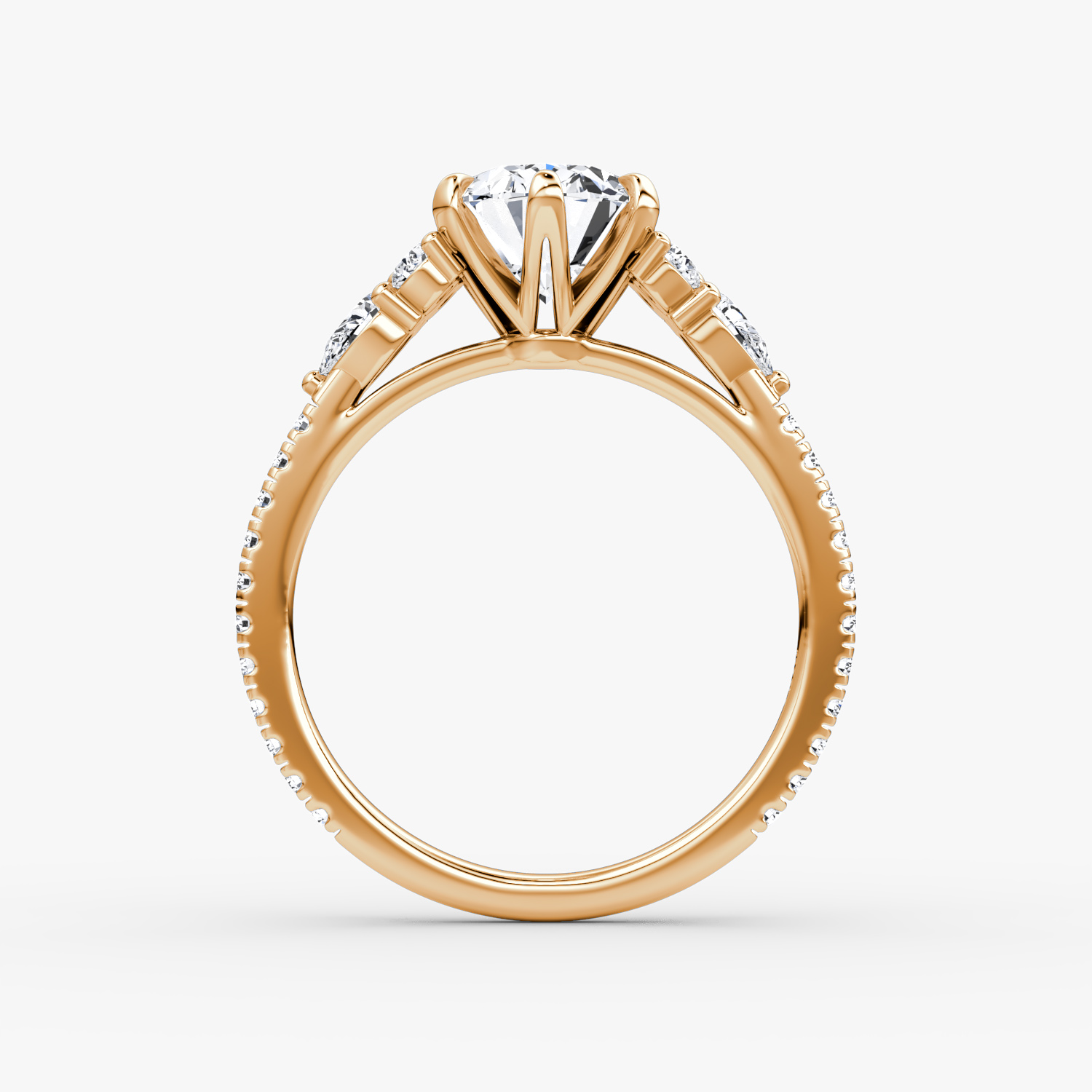 The Pear Cluster Heirloom | Oval | 14k | Rose Gold | bandAccent: Pavé | diamondOrientation: vertical | caratWeight: other