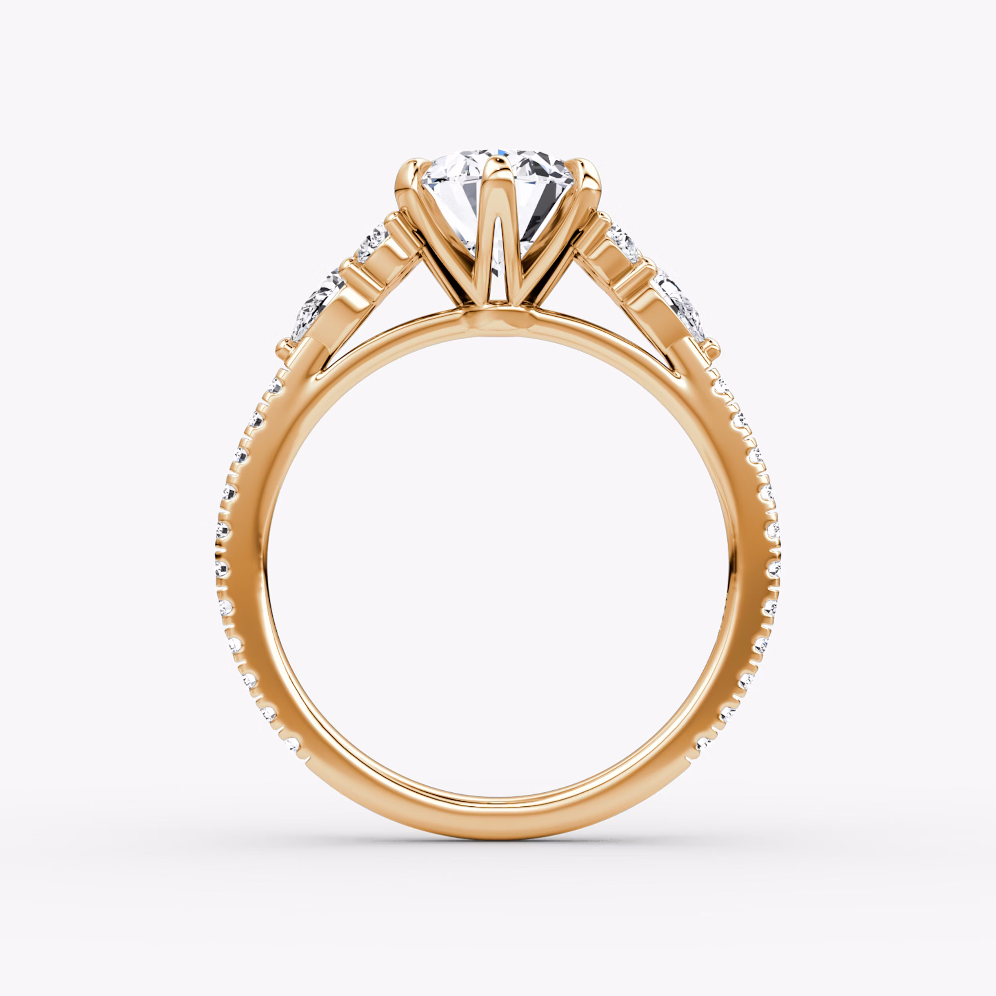 The Pear Cluster Heirloom | Oval | 14k | Rose Gold | bandAccent: Pavé | diamondOrientation: vertical | caratWeight: other