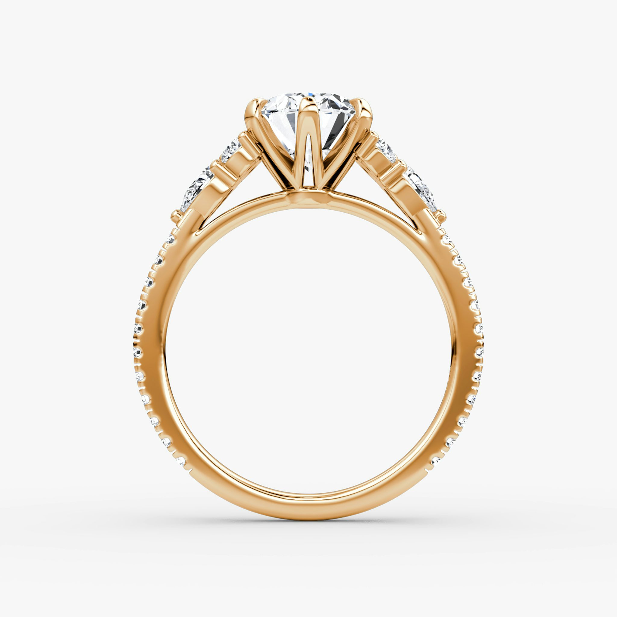 The Pear Cluster Heirloom | Oval | 14k | Rose Gold | bandAccent: Pavé | diamondOrientation: vertical | caratWeight: other