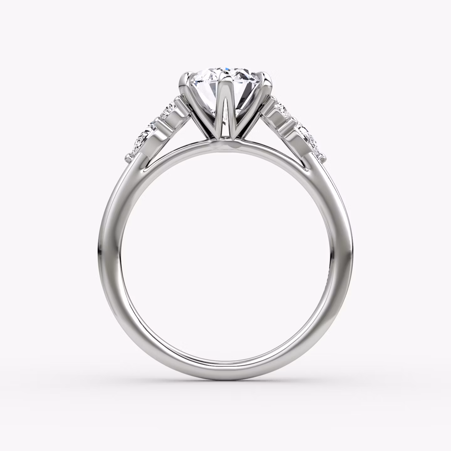 The Pear Cluster Heirloom | Oval | 18k | White Gold | bandAccent: Plain | diamondOrientation: vertical | caratWeight: other