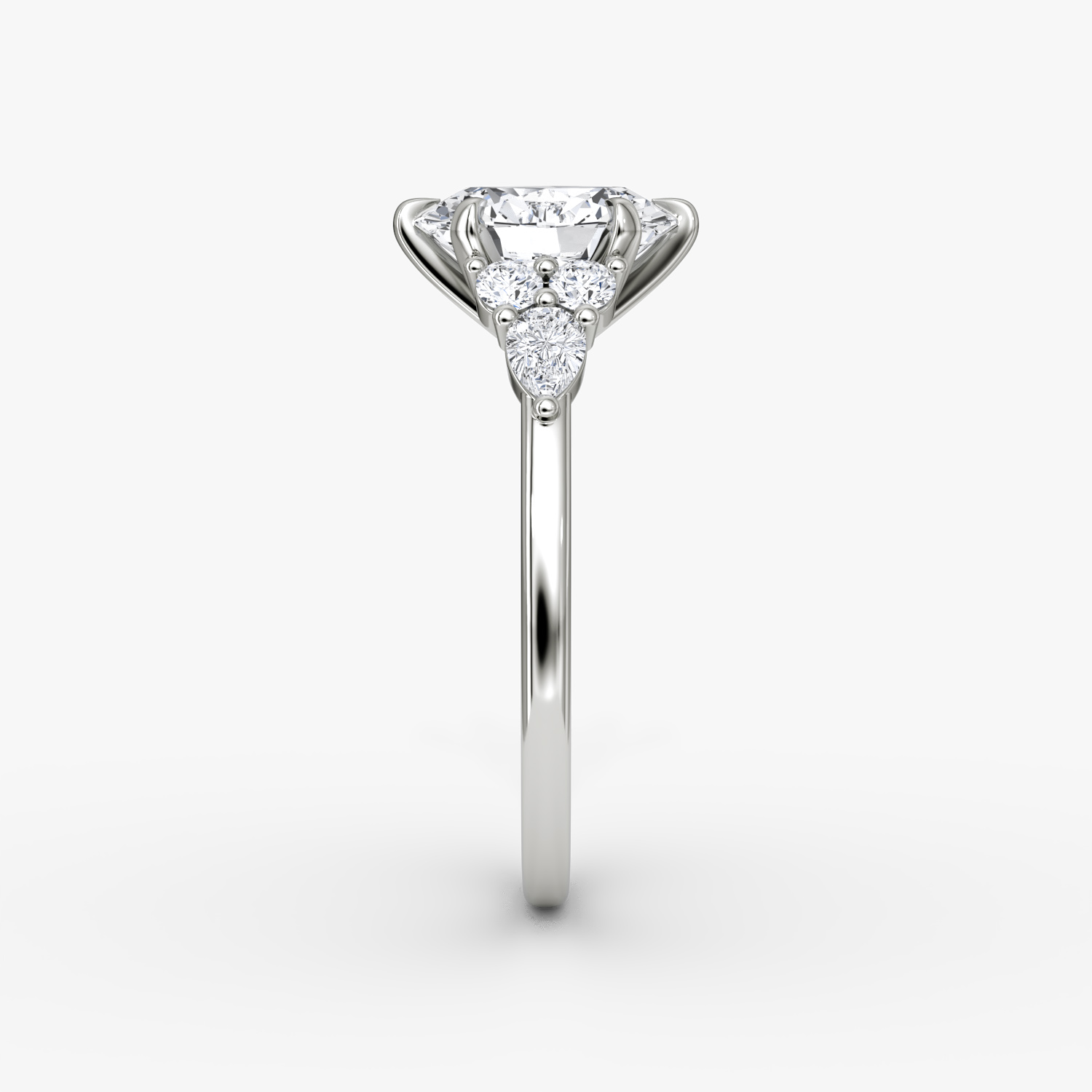 The Pear Cluster Heirloom | Oval | Platinum | bandAccent: Plain | diamondOrientation: vertical | caratWeight: other