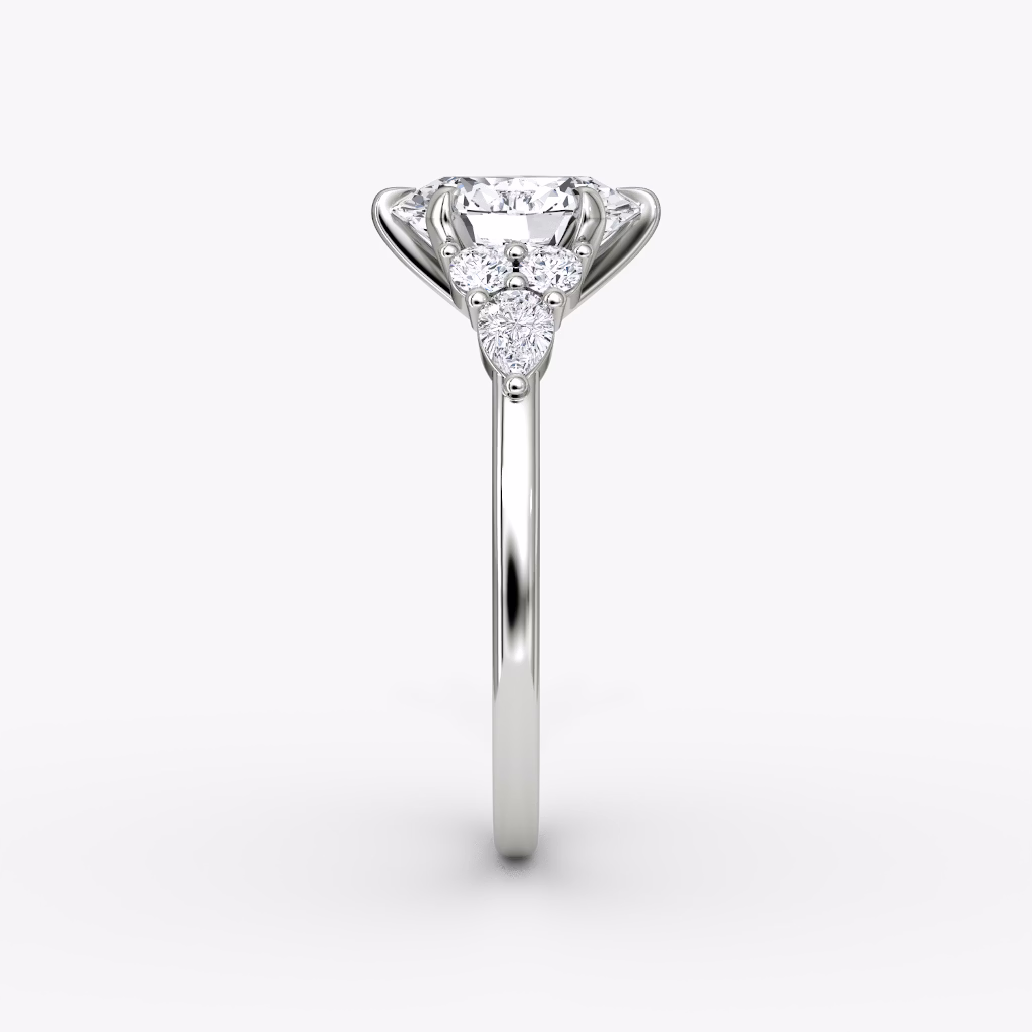 The Pear Cluster Heirloom | Oval | Platinum | bandAccent: Plain | diamondOrientation: vertical | caratWeight: other