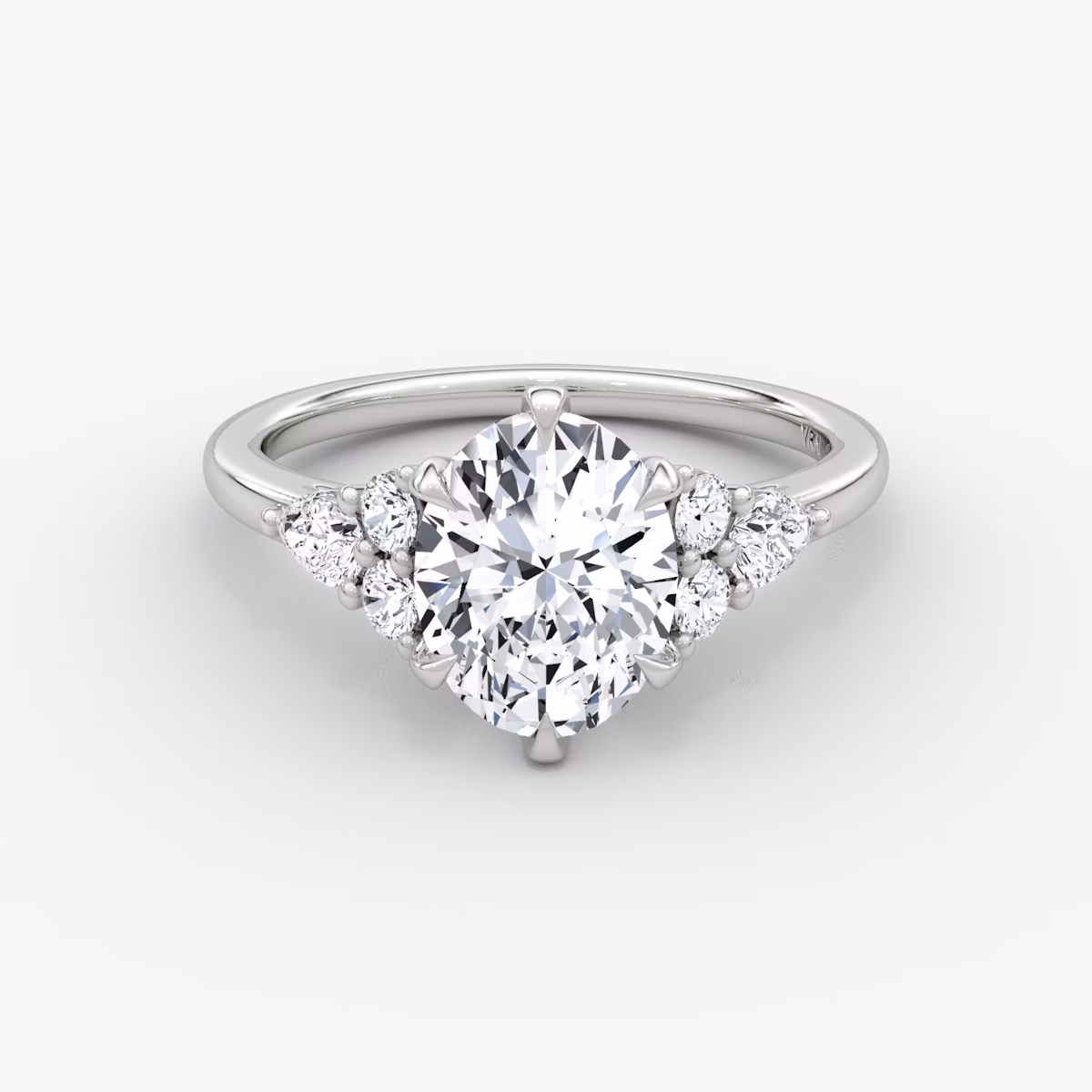 The Pear Cluster Heirloom | Oval | Platinum | bandAccent: Plain | diamondOrientation: vertical | caratWeight: other
