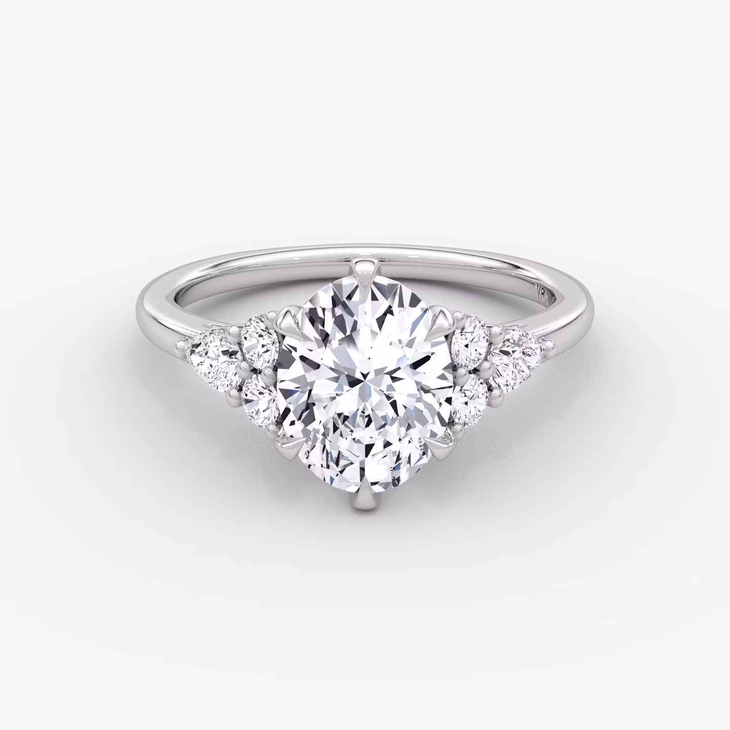 The Pear Cluster Heirloom | Oval | Platinum | bandAccent: Plain | diamondOrientation: vertical | caratWeight: other