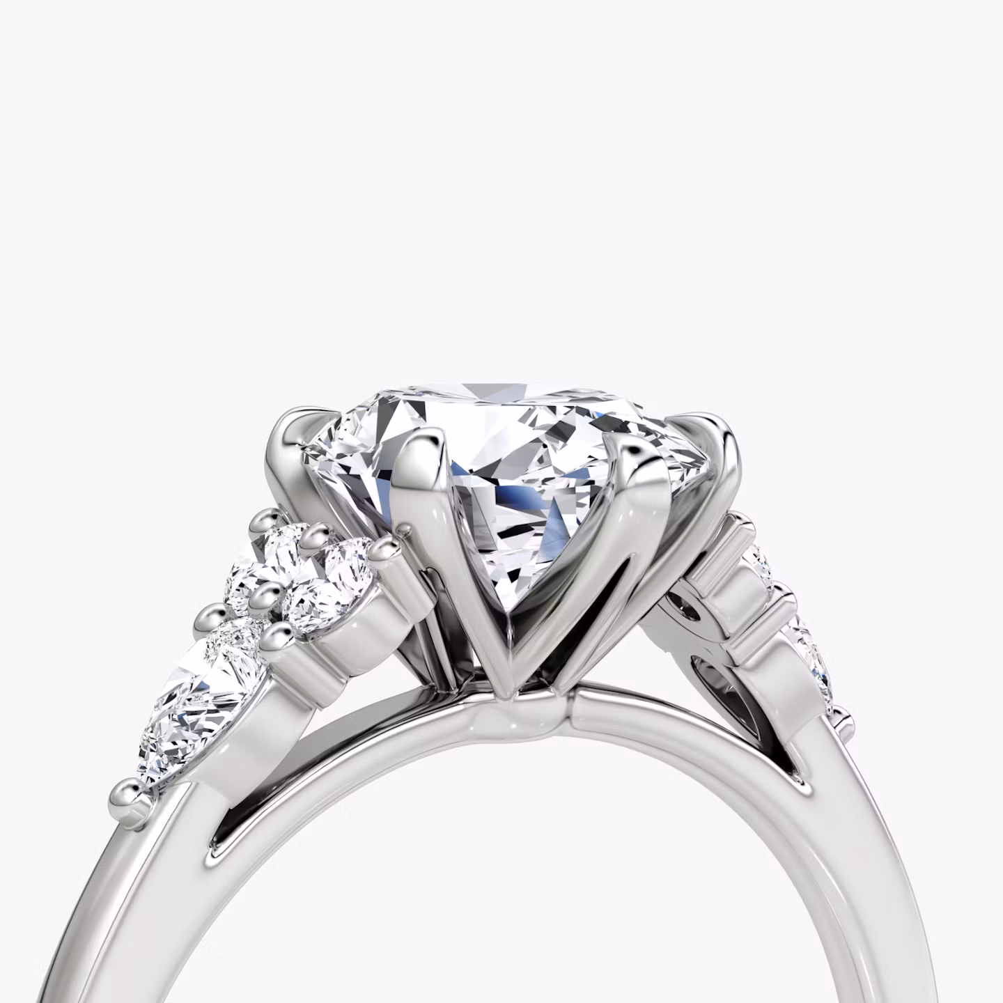 The Pear Cluster Heirloom | Oval | Platinum | bandAccent: Plain | diamondOrientation: vertical | caratWeight: other
