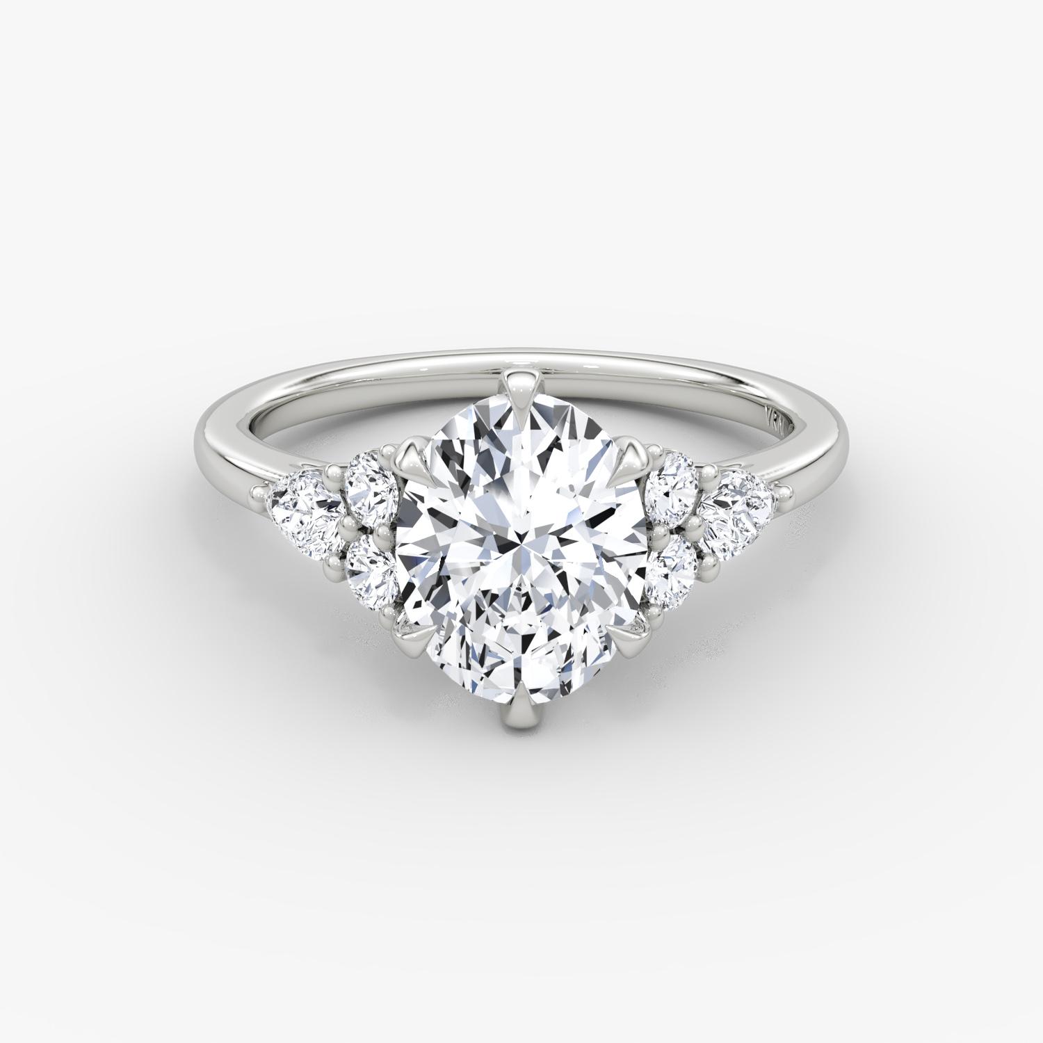 The Pear Cluster Heirloom Oval | White Gold
