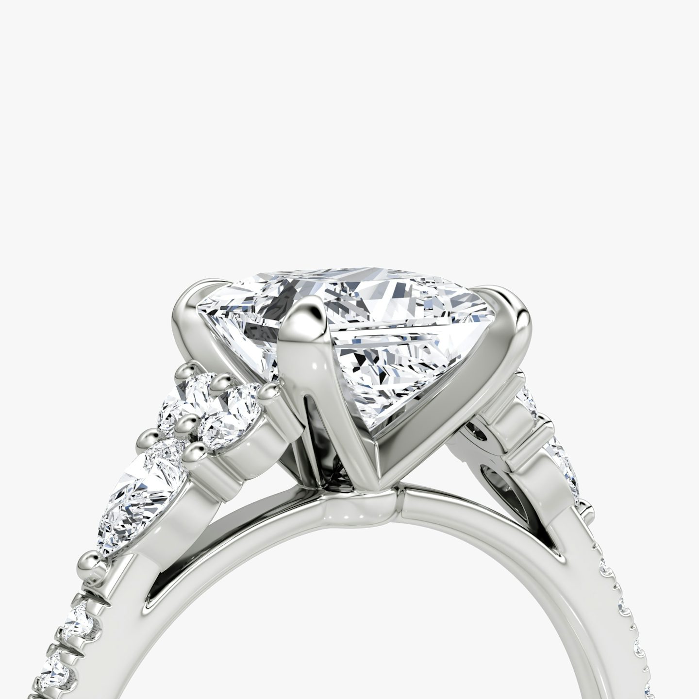 The Pear Cluster Heirloom | Princess | 18k | White Gold | bandAccent: Pavé | diamondOrientation: vertical | caratWeight: other