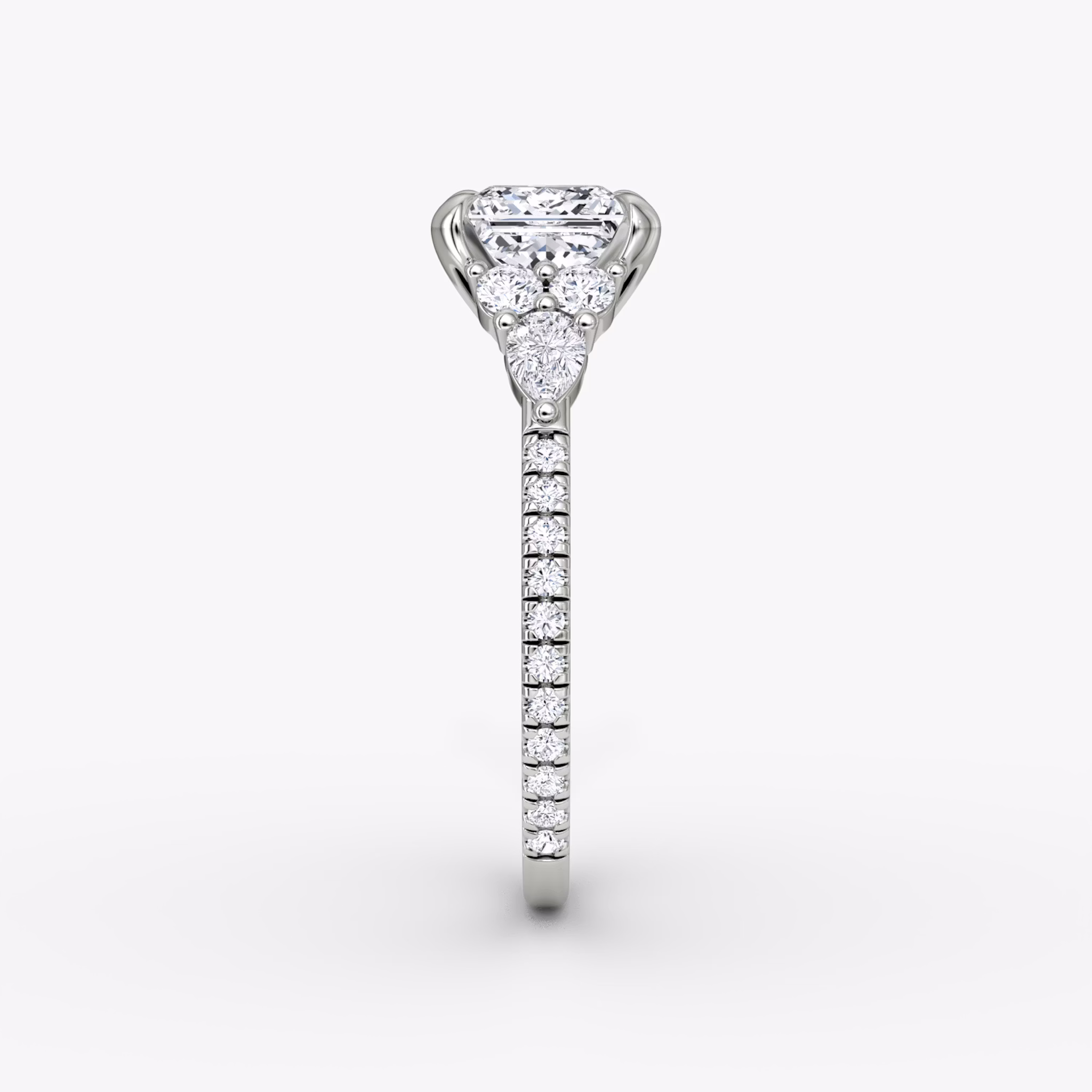 The Pear Cluster Heirloom | Princess | 18k | White Gold | bandAccent: Pavé | diamondOrientation: vertical | caratWeight: other
