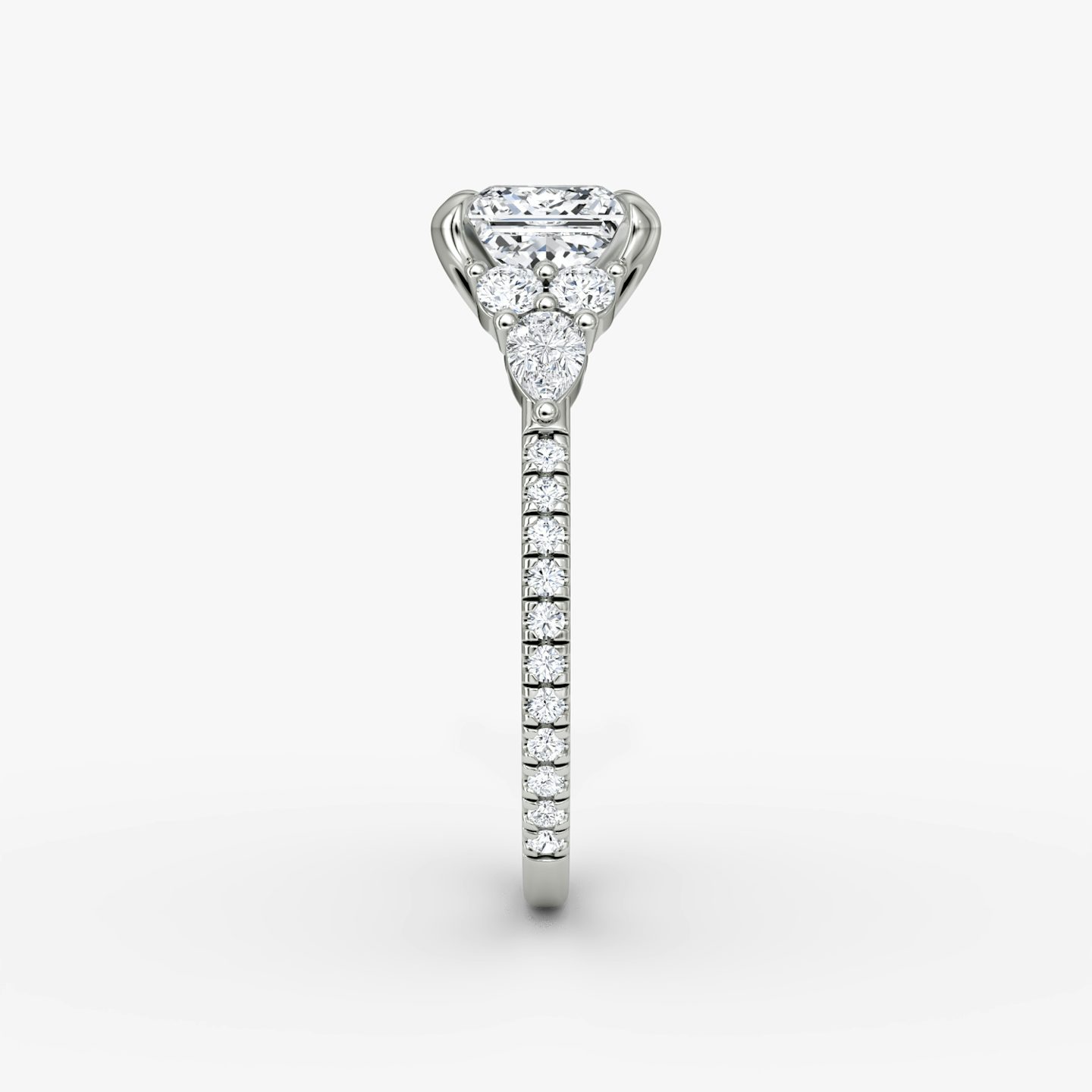 The Pear Cluster Heirloom | Princess | 18k | White Gold | bandAccent: Pavé | diamondOrientation: vertical | caratWeight: other