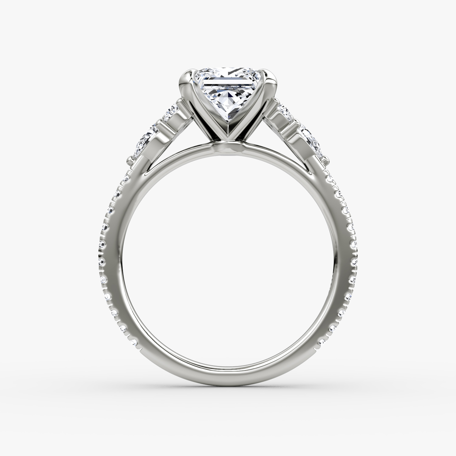 The Pear Cluster Heirloom | Princess | 18k | White Gold | bandAccent: Pavé | diamondOrientation: vertical | caratWeight: other