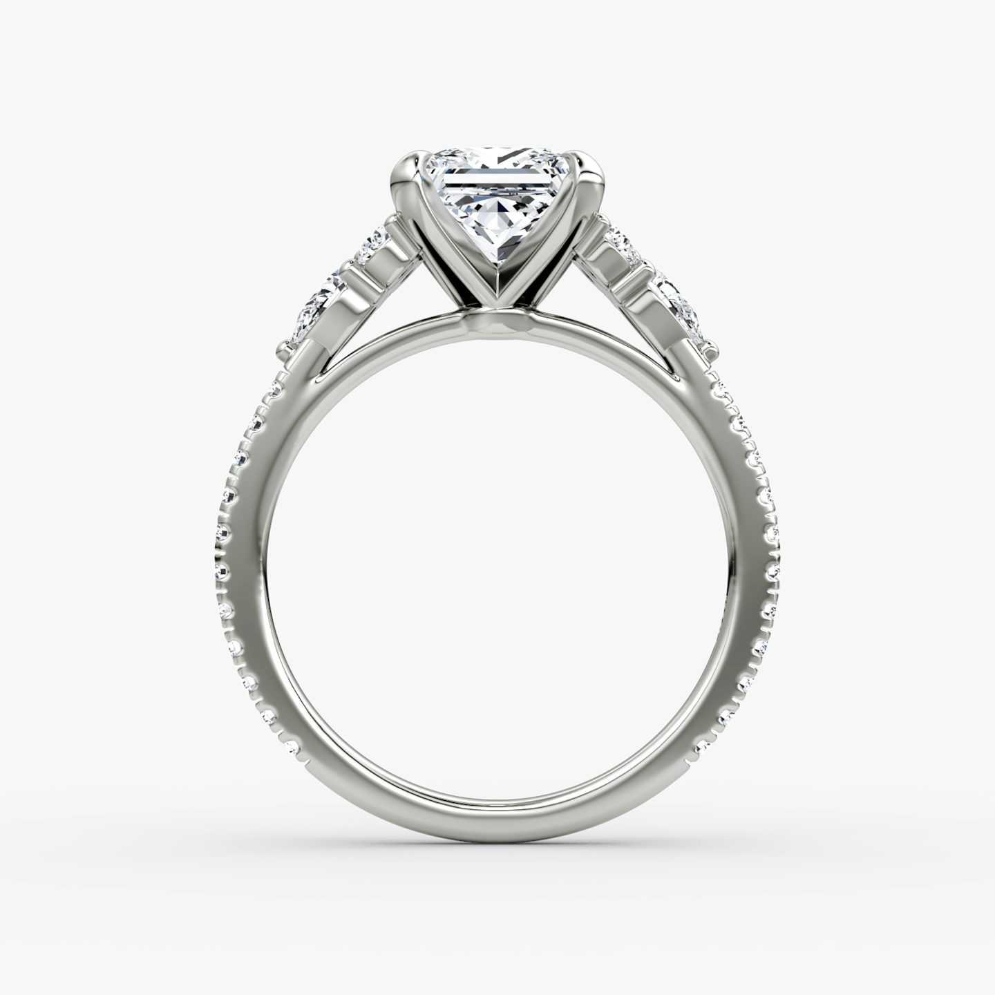 The Pear Cluster Heirloom | Princess | 18k | White Gold | bandAccent: Pavé | diamondOrientation: vertical | caratWeight: other