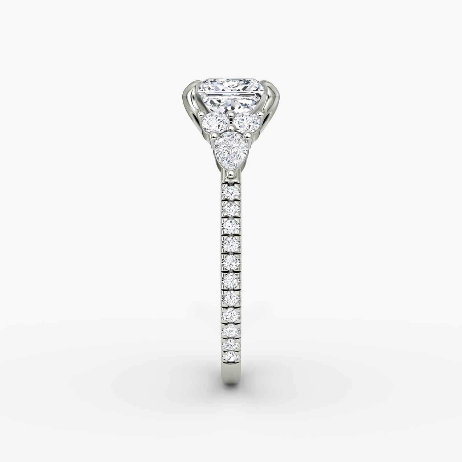 The Pear Cluster Heirloom | Princess | Platinum | bandAccent: Pavé | diamondOrientation: vertical | caratWeight: other