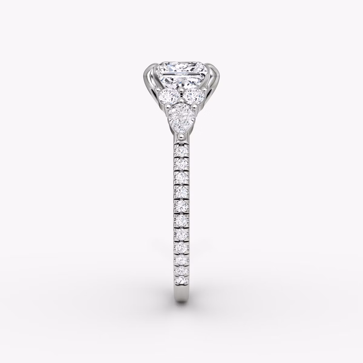 The Pear Cluster Heirloom | Princess | Platinum | bandAccent: Pavé | diamondOrientation: vertical | caratWeight: other