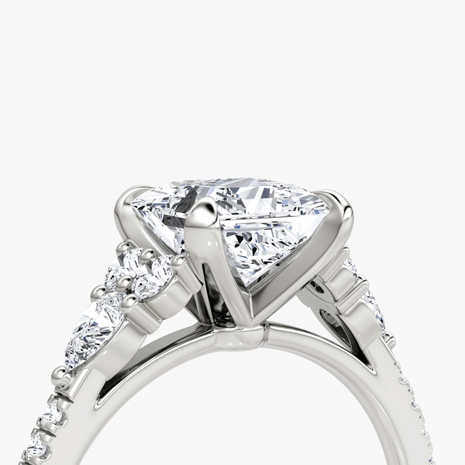 The Pear Cluster Heirloom | Princess | Platinum | bandAccent: Pavé | diamondOrientation: vertical | caratWeight: other