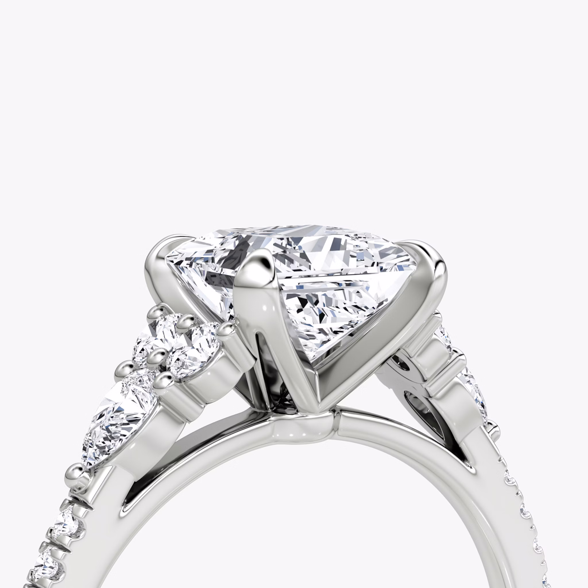 The Pear Cluster Heirloom | Princess | Platinum | bandAccent: Pavé | diamondOrientation: vertical | caratWeight: other