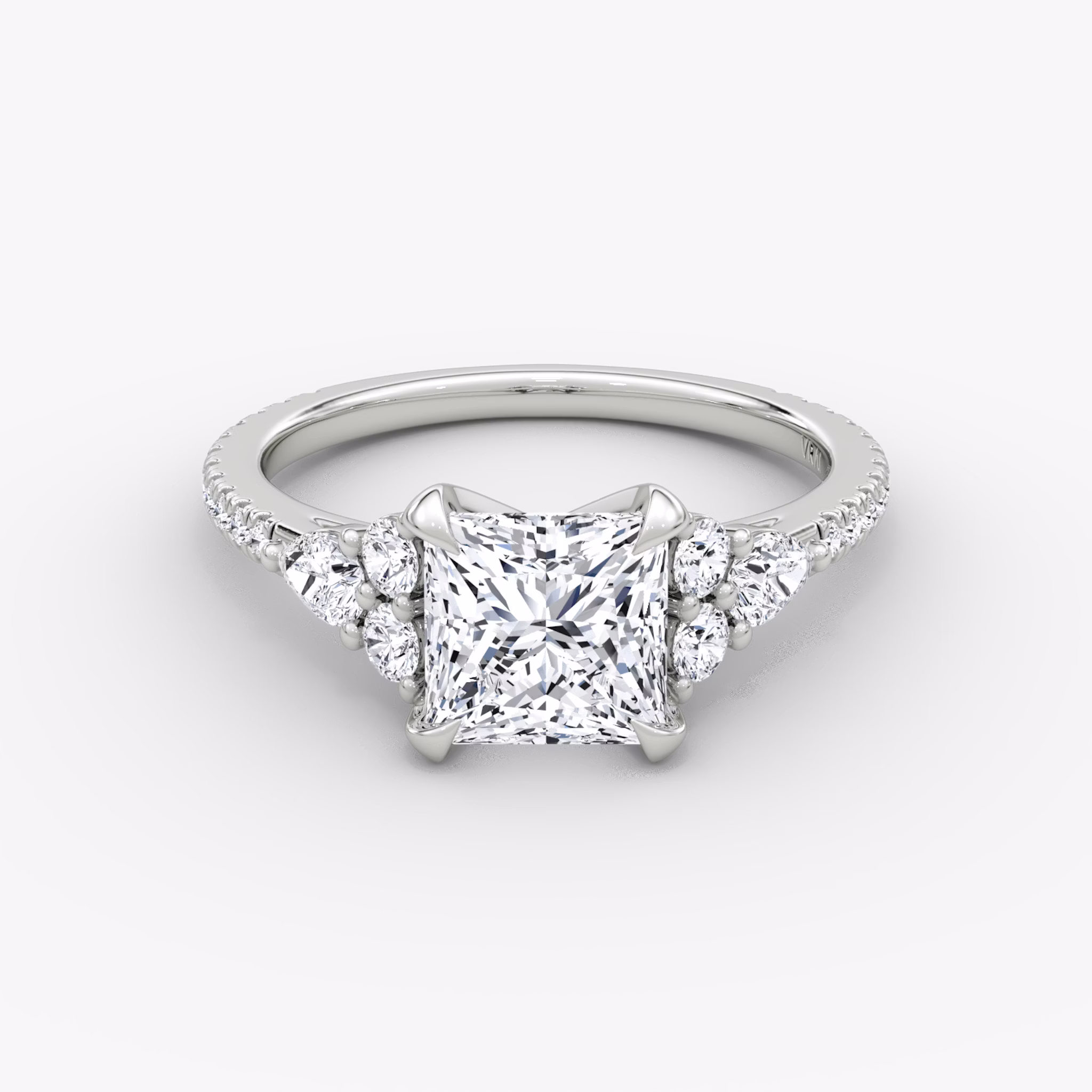 The Pear Cluster Heirloom | Princess | Platinum | bandAccent: Pavé | diamondOrientation: vertical | caratWeight: other