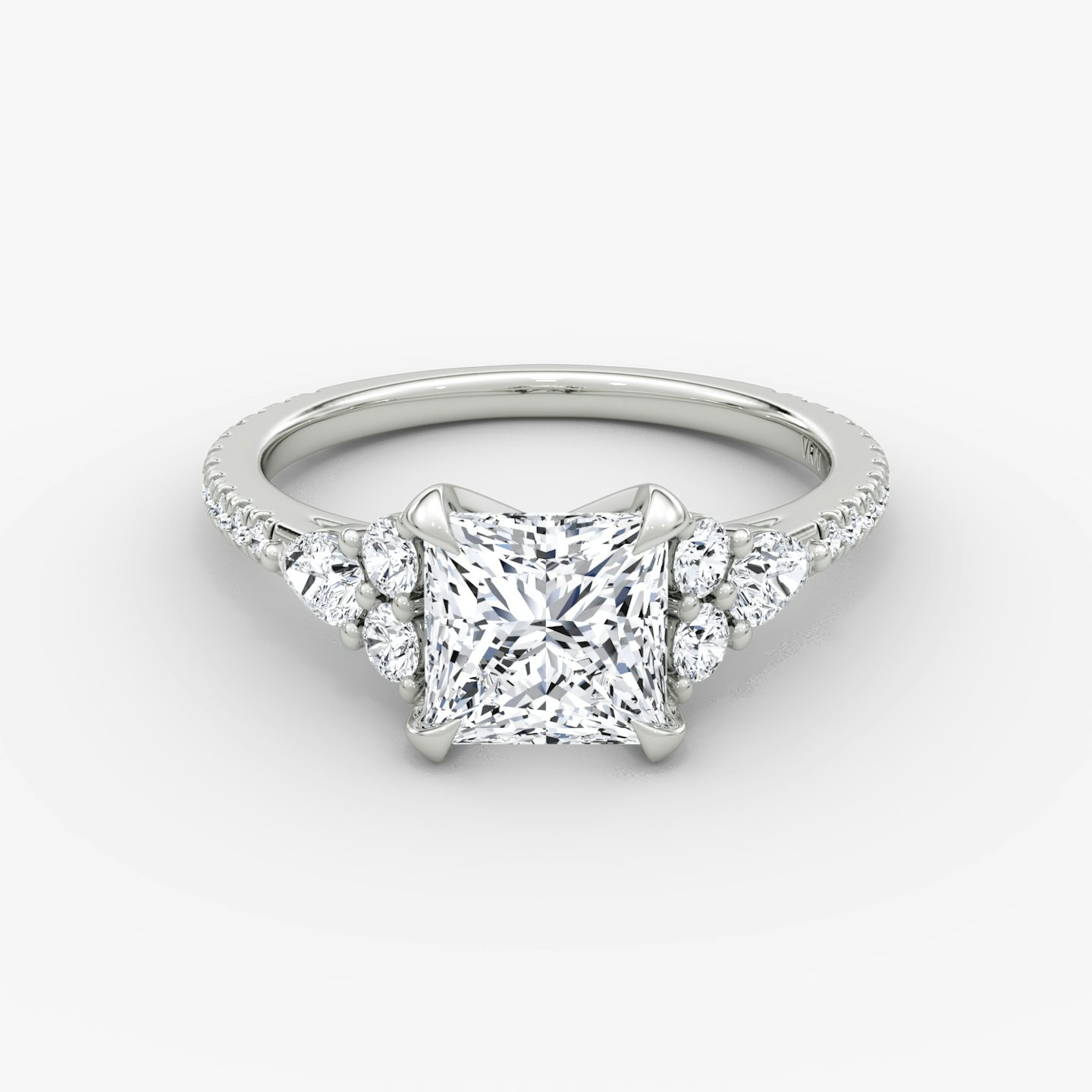 The Pear Cluster Heirloom | Princess | Platinum | bandAccent: Pavé | diamondOrientation: vertical | caratWeight: other