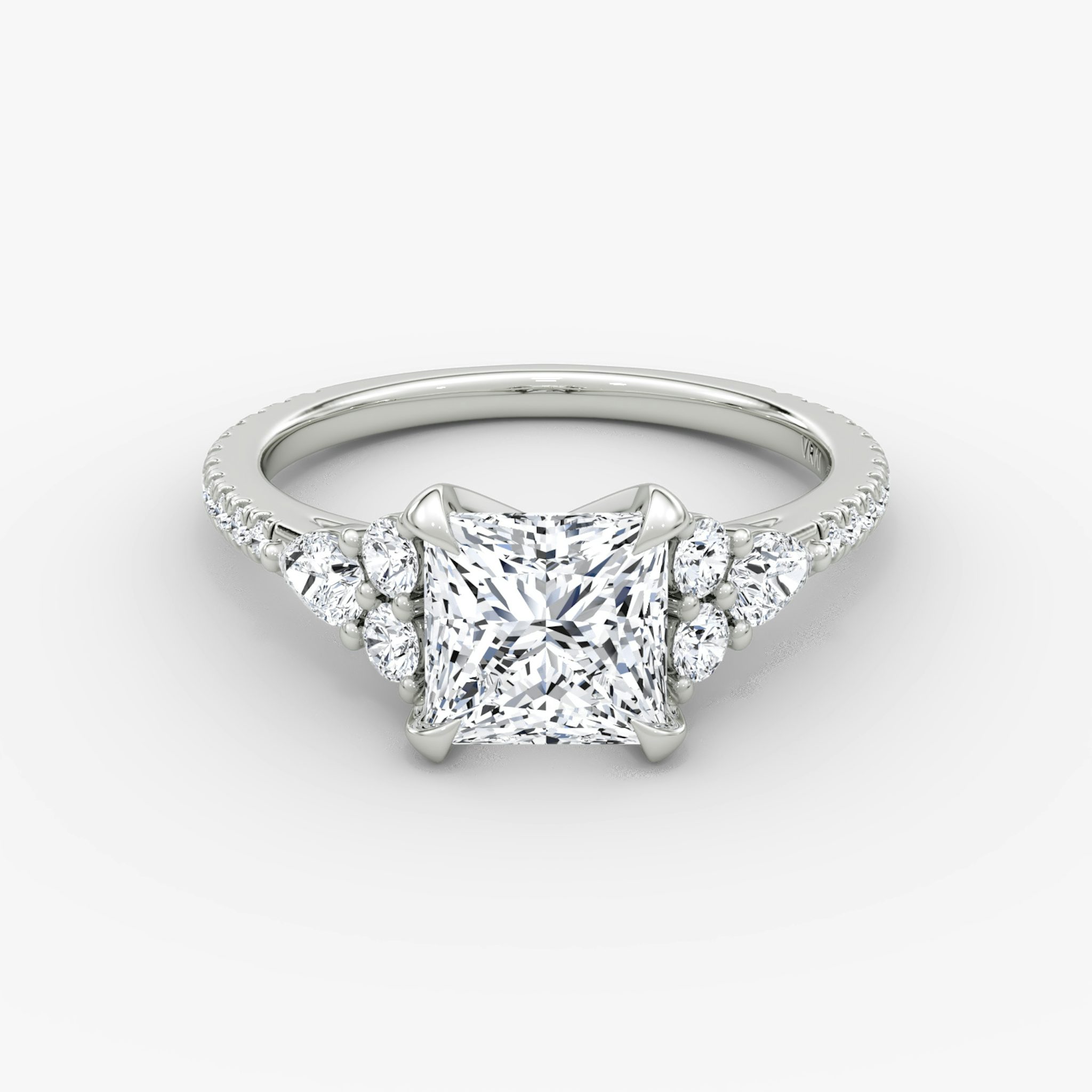 The Pear Cluster Heirloom | Princess | Platinum | bandAccent: Pavé | diamondOrientation: vertical | caratWeight: other