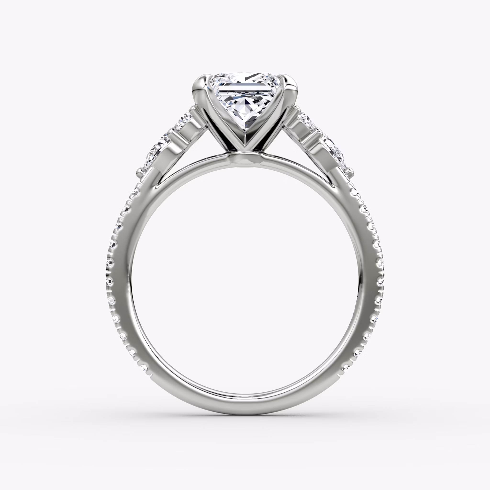 The Pear Cluster Heirloom | Princess | Platinum | bandAccent: Pavé | diamondOrientation: vertical | caratWeight: other