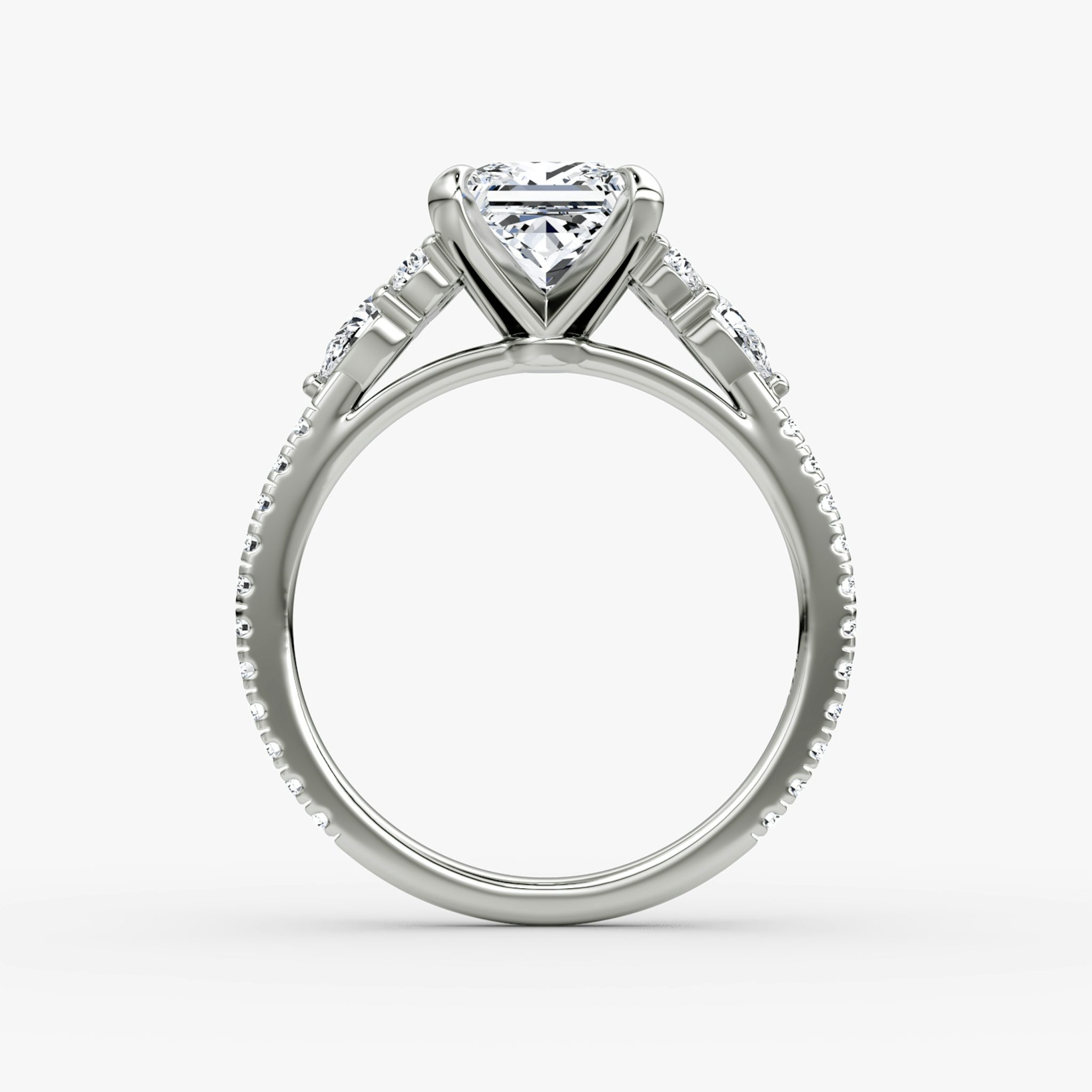 The Pear Cluster Heirloom | Princess | Platinum | bandAccent: Pavé | diamondOrientation: vertical | caratWeight: other