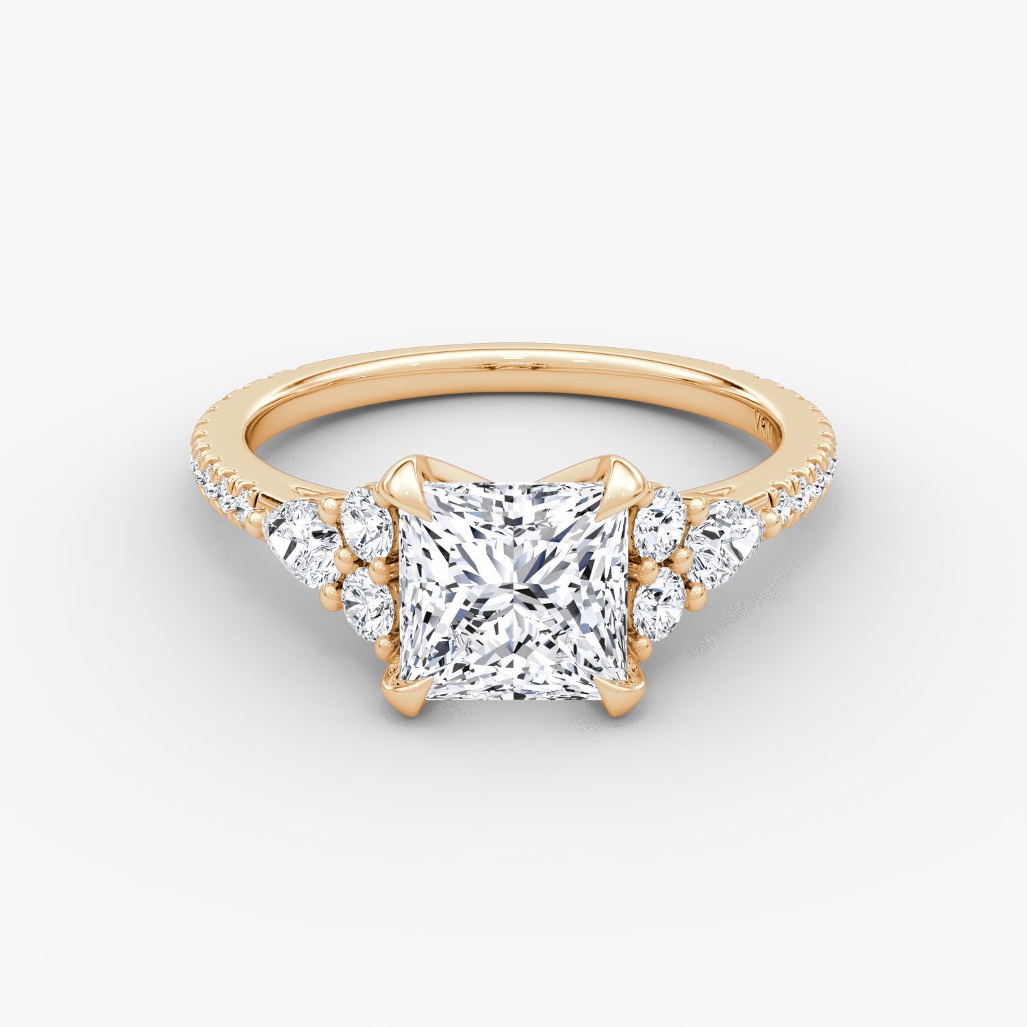 The Pear Cluster Heirloom | Princess | 14k | Rose Gold | bandAccent: Pavé | diamondOrientation: vertical | caratWeight: other