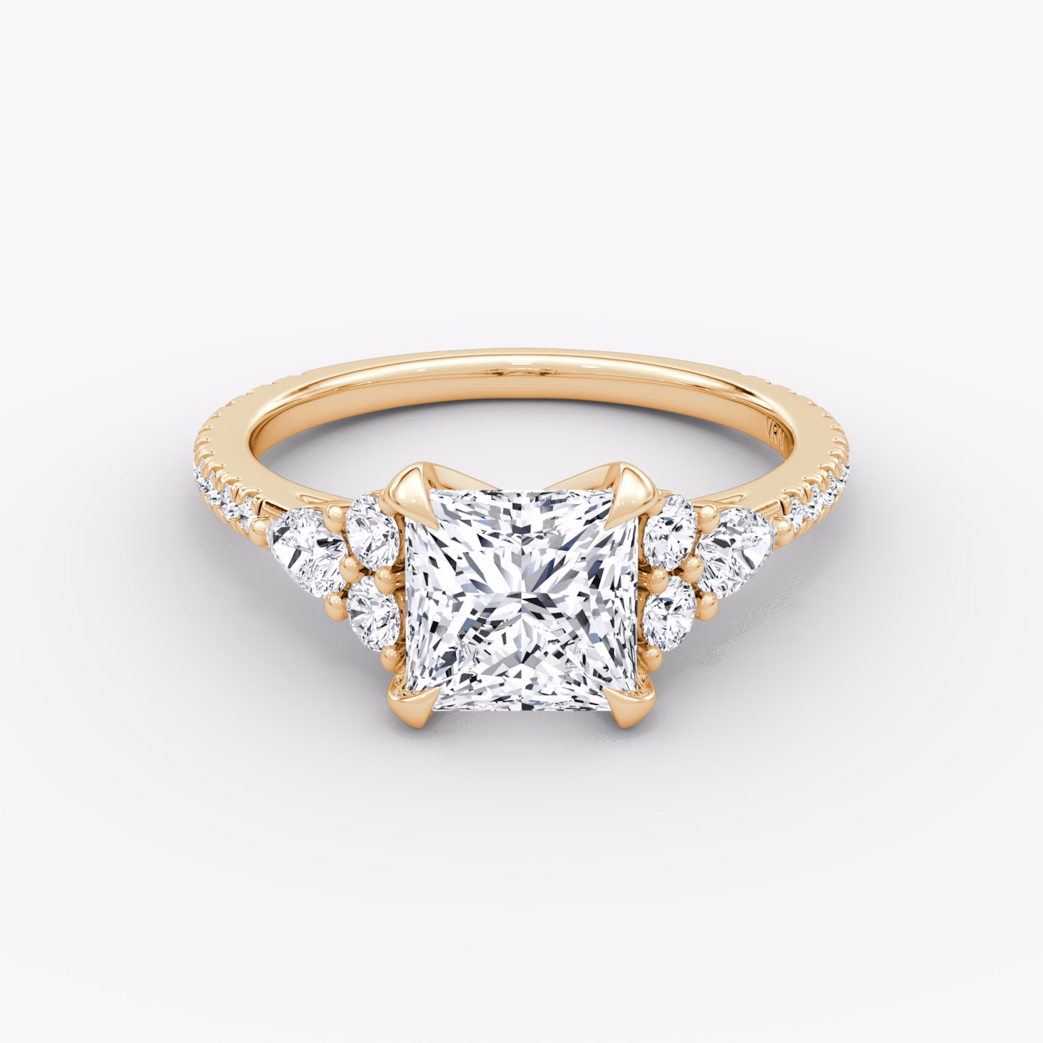 The Pear Cluster Heirloom | Princess | 14k | Rose Gold | bandAccent: Pavé | diamondOrientation: vertical | caratWeight: other