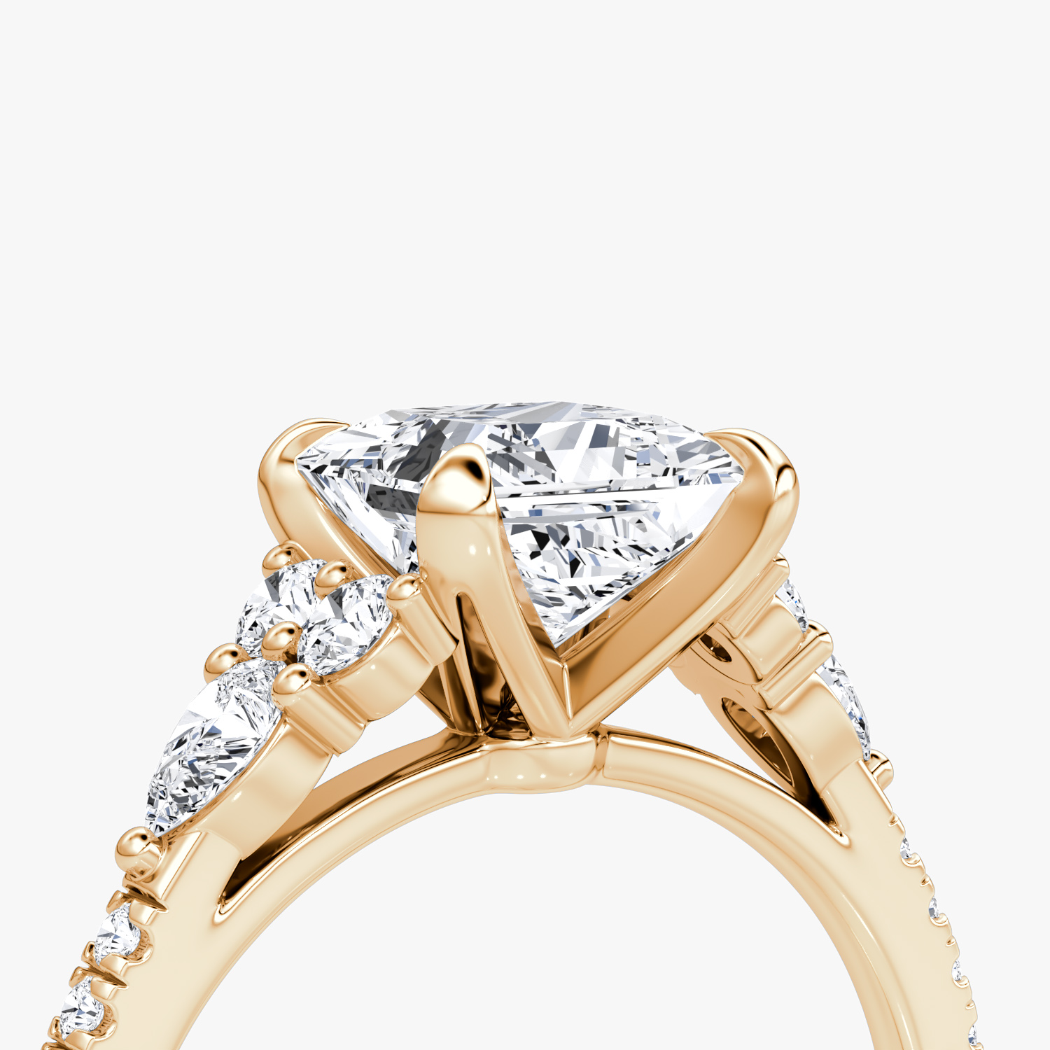 The Pear Cluster Heirloom | Princess | 14k | Rose Gold | bandAccent: Pavé | diamondOrientation: vertical | caratWeight: other