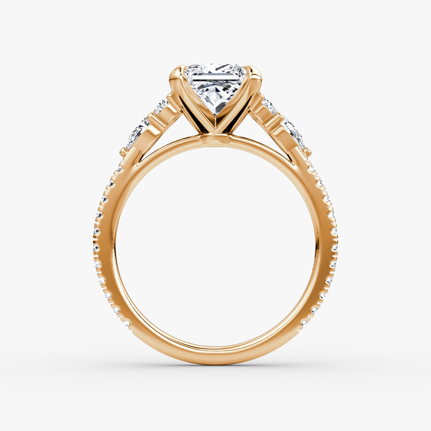 The Pear Cluster Heirloom | Princess | 14k | Rose Gold | bandAccent: Pavé | diamondOrientation: vertical | caratWeight: other