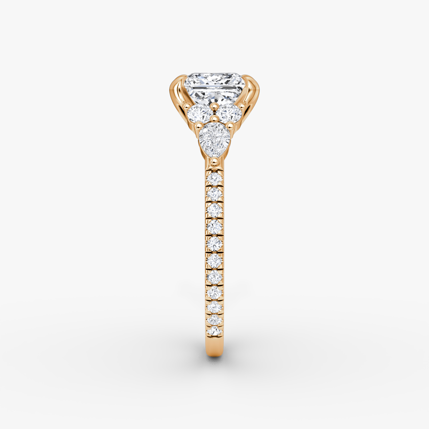 The Pear Cluster Heirloom | Princess | 14k | Rose Gold | bandAccent: Pavé | diamondOrientation: vertical | caratWeight: other