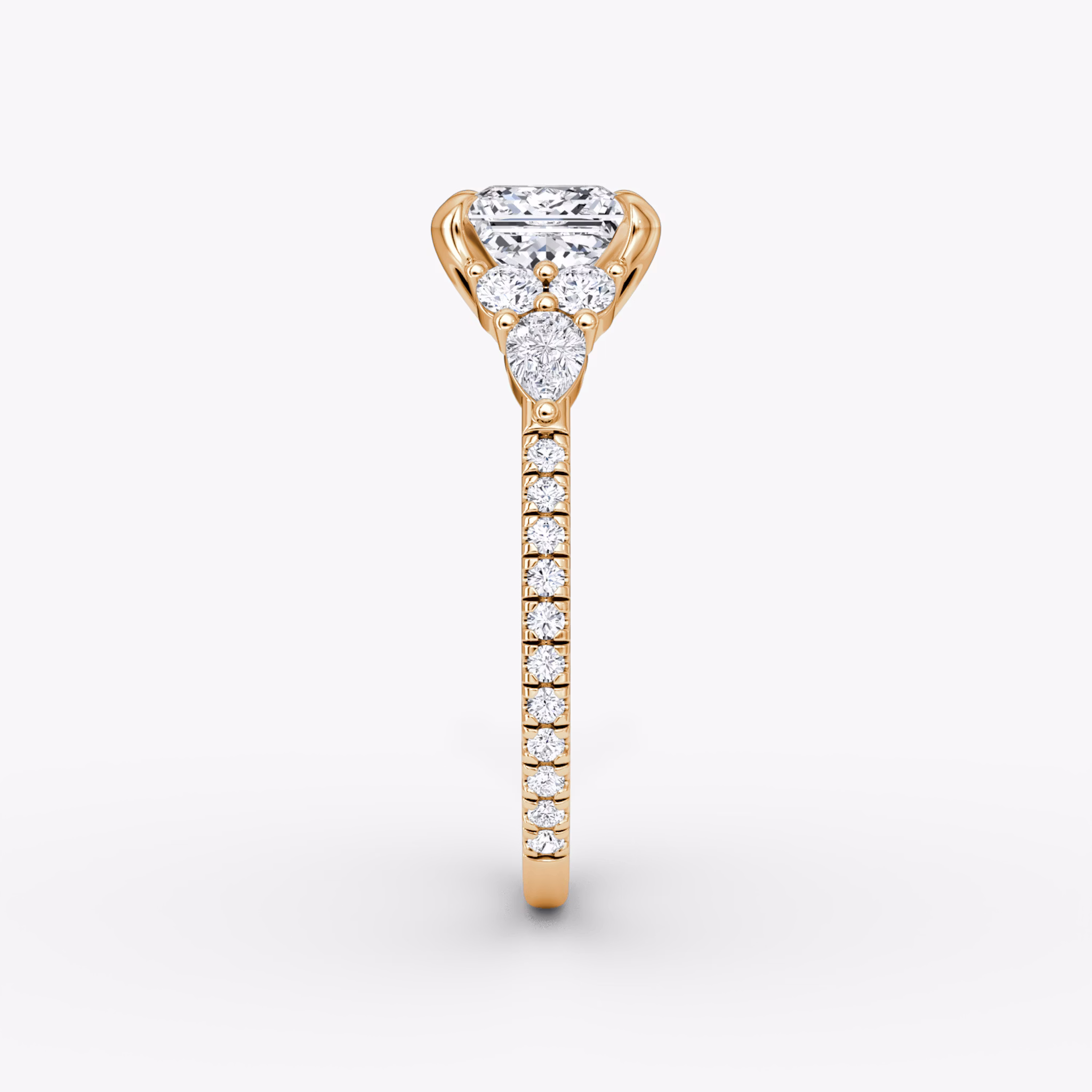 The Pear Cluster Heirloom | Princess | 14k | Rose Gold | bandAccent: Pavé | diamondOrientation: vertical | caratWeight: other