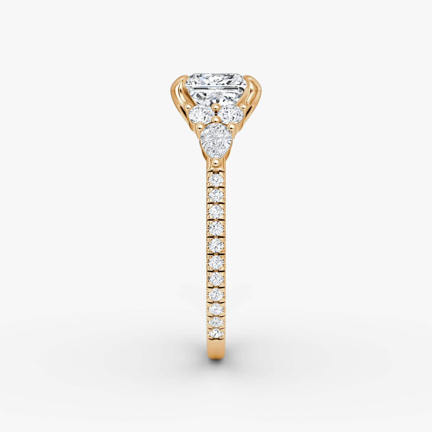 The Pear Cluster Heirloom | Princess | 14k | Rose Gold | bandAccent: Pavé | diamondOrientation: vertical | caratWeight: other