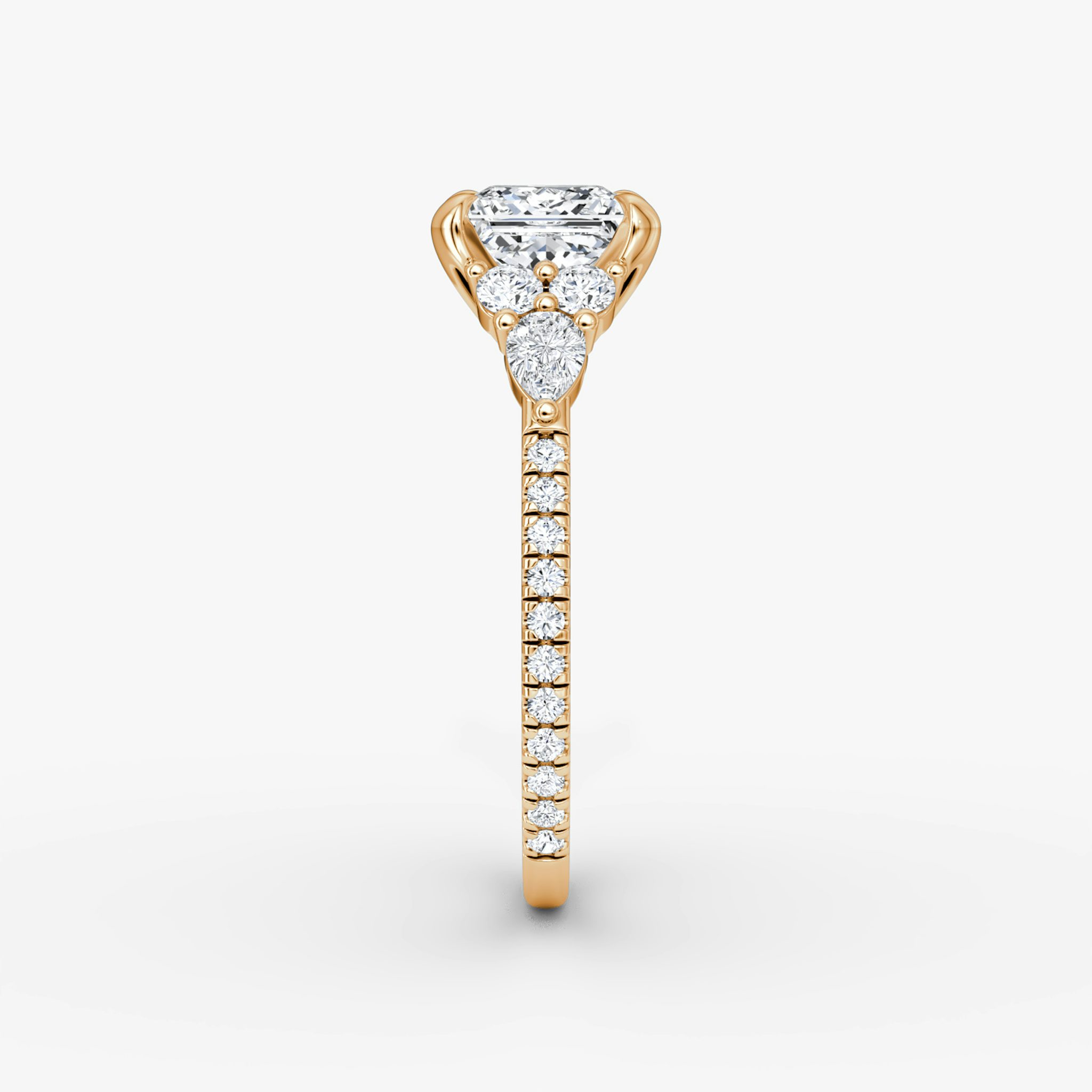 The Pear Cluster Heirloom | Princess | 14k | Rose Gold | bandAccent: Pavé | diamondOrientation: vertical | caratWeight: other