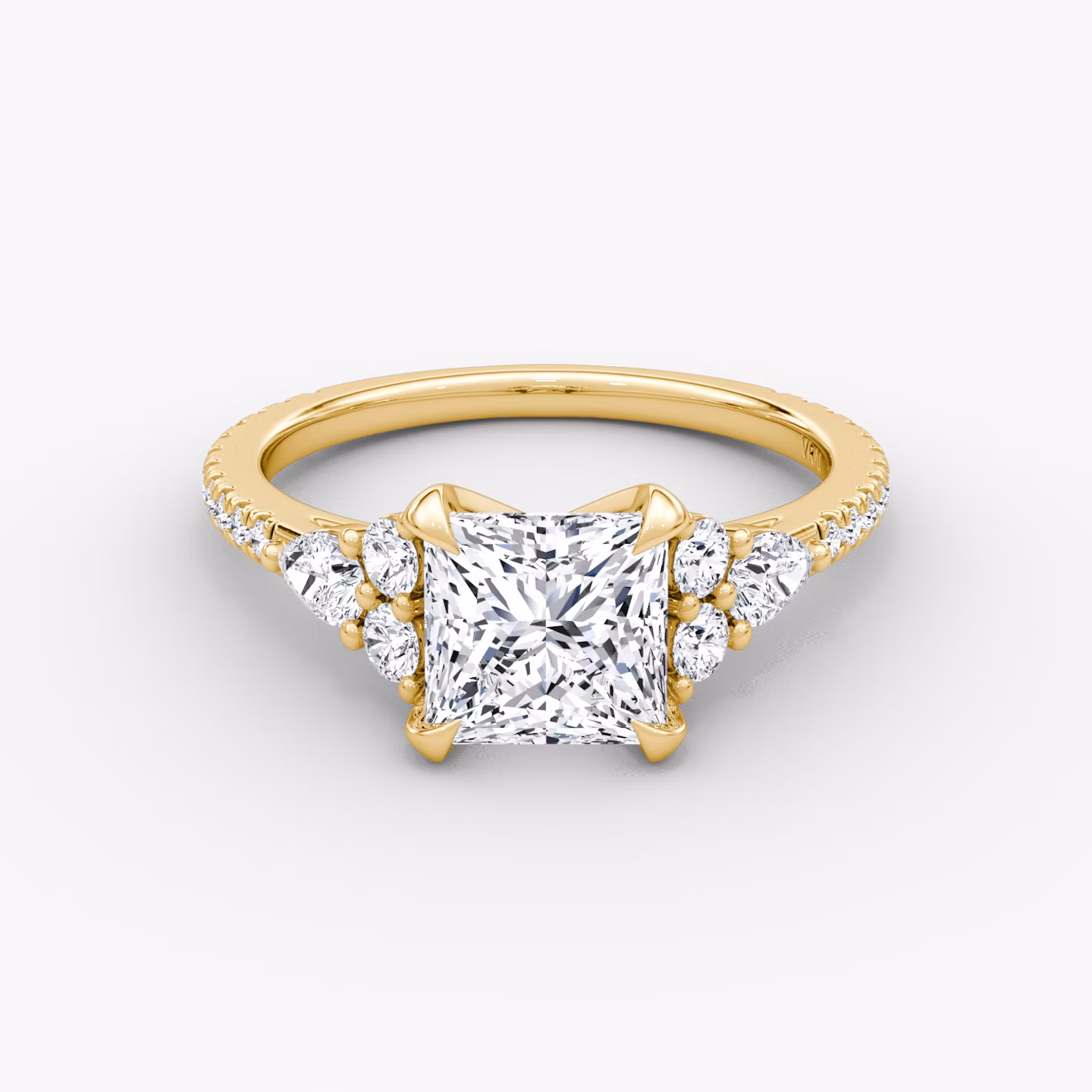 The Pear Cluster Heirloom | Princess | 18k | Yellow Gold | bandAccent: Pavé | diamondOrientation: vertical | caratWeight: other
