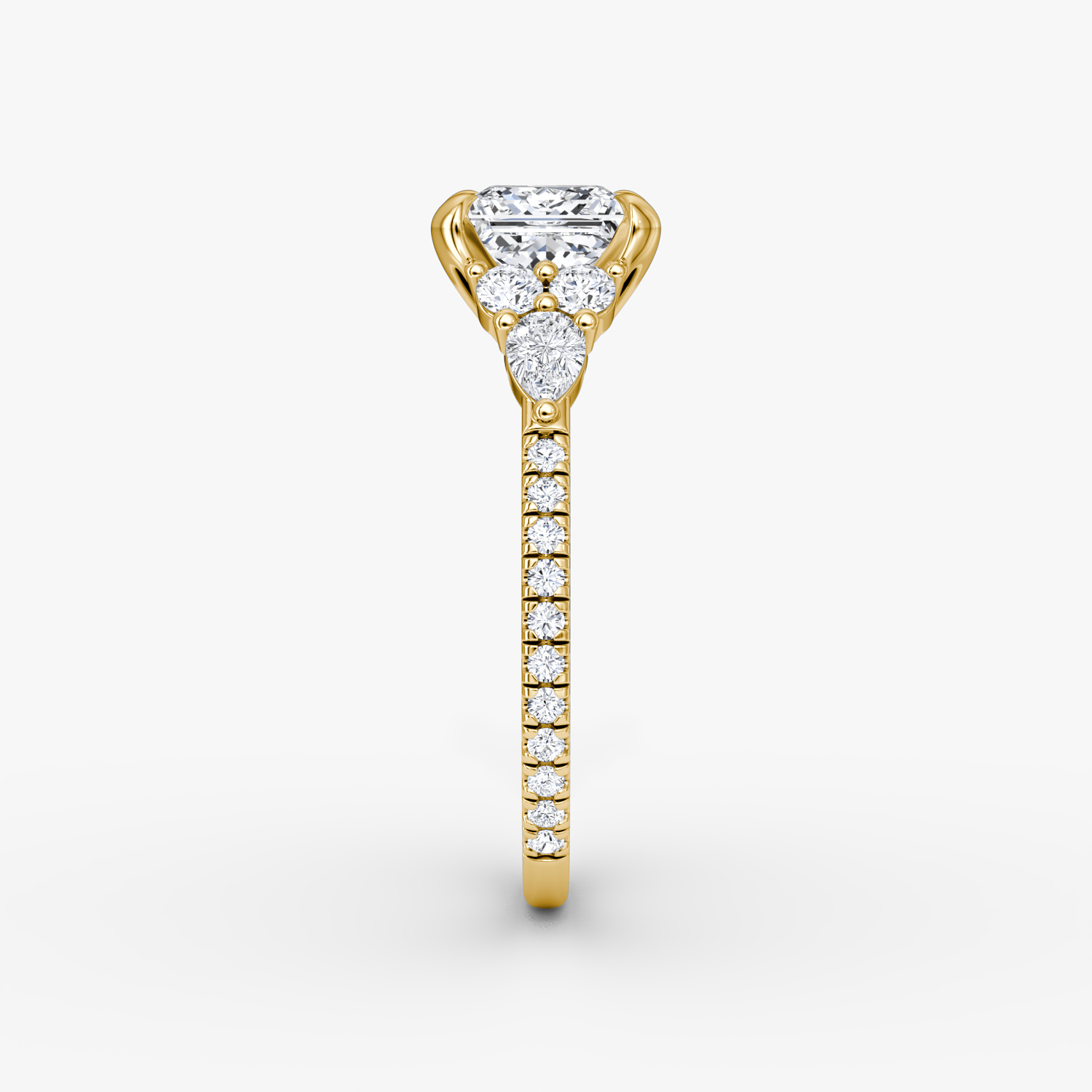 The Pear Cluster Heirloom | Princess | 18k | Yellow Gold | bandAccent: Pavé | diamondOrientation: vertical | caratWeight: other