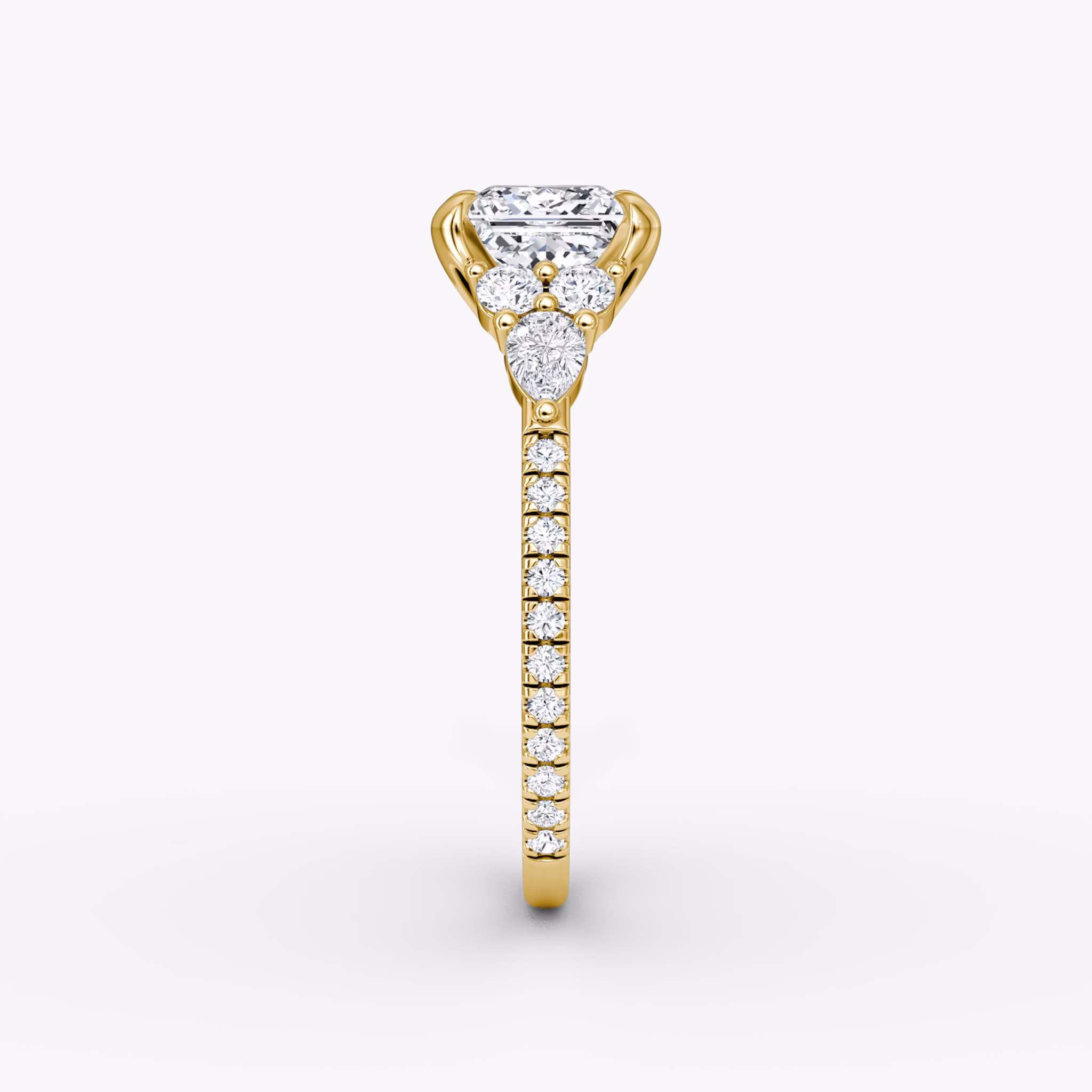 The Pear Cluster Heirloom | Princess | 18k | Yellow Gold | bandAccent: Pavé | diamondOrientation: vertical | caratWeight: other
