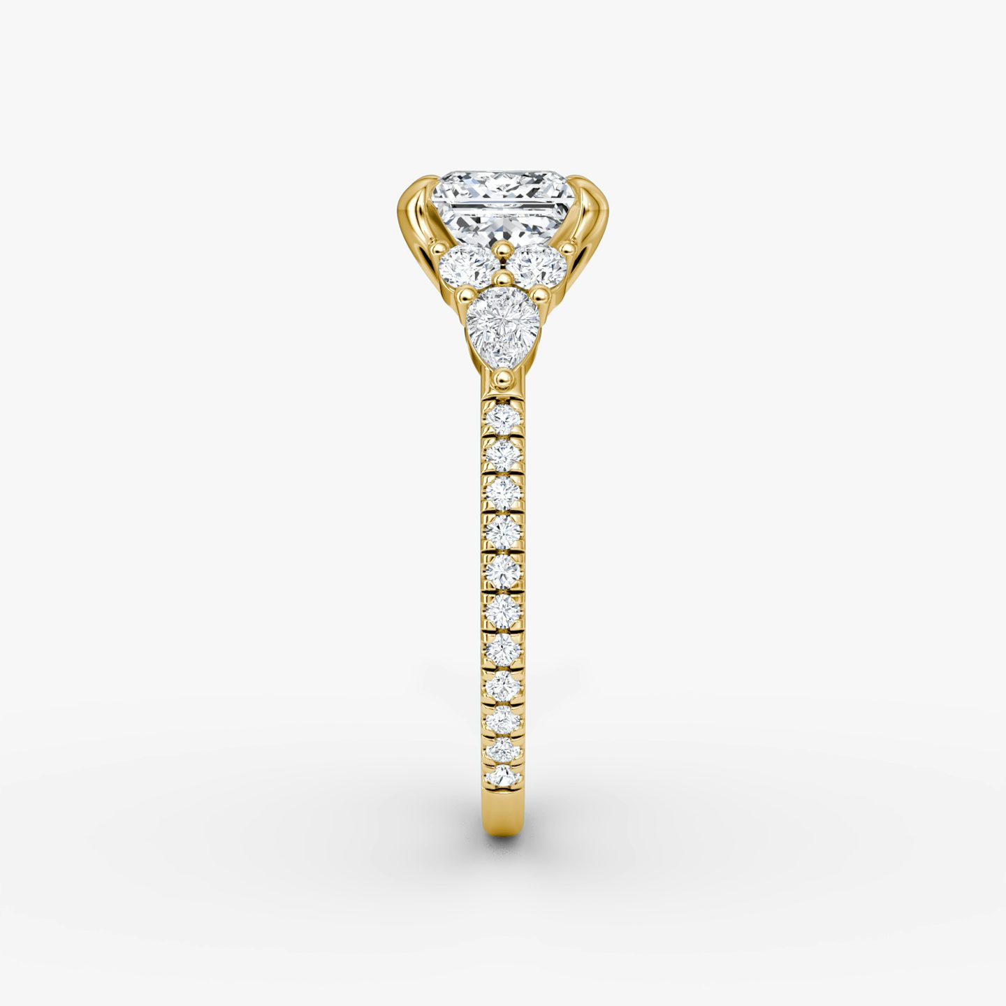 The Pear Cluster Heirloom | Princess | 18k | Yellow Gold | bandAccent: Pavé | diamondOrientation: vertical | caratWeight: other