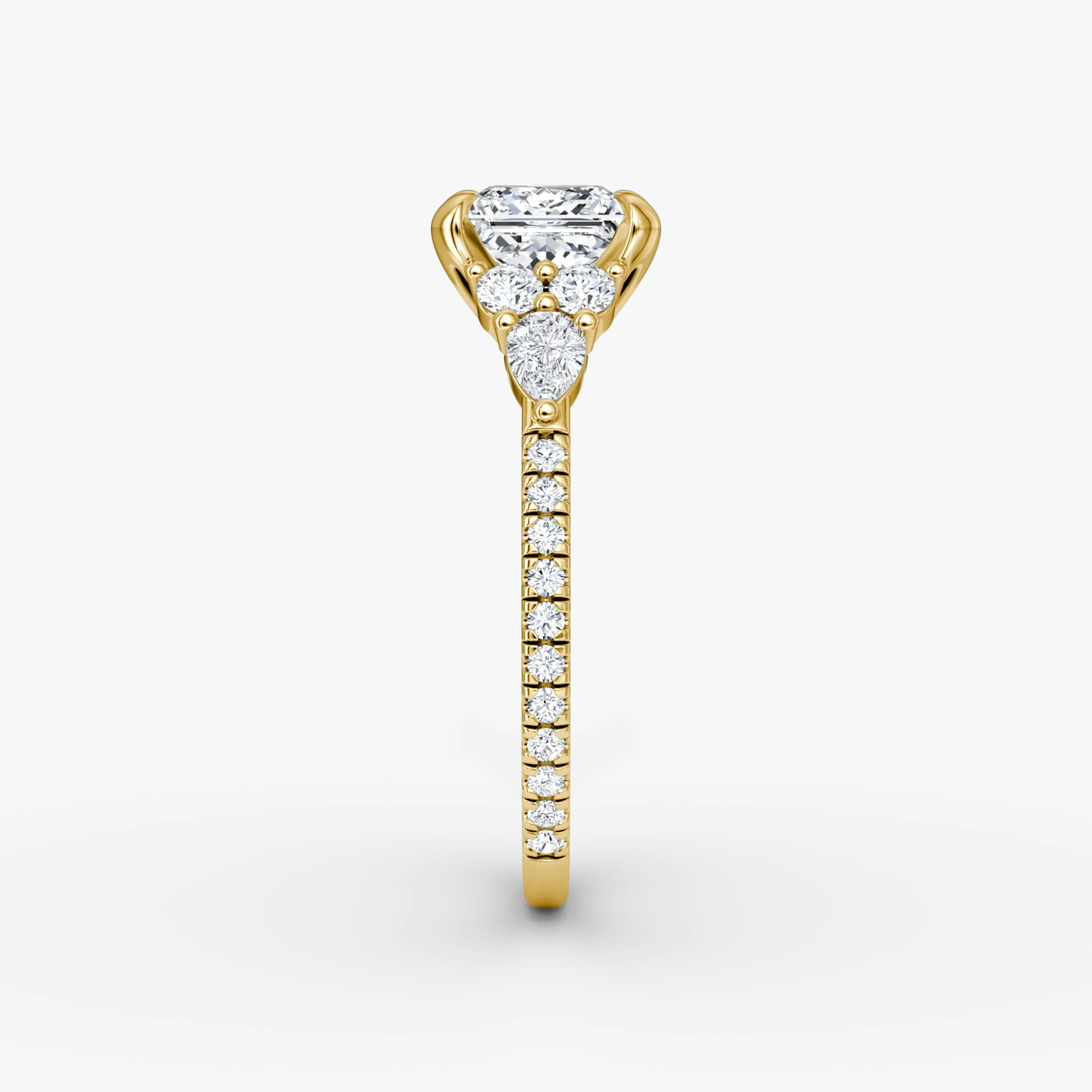 The Pear Cluster Heirloom | Princess | 18k | Yellow Gold | bandAccent: Pavé | diamondOrientation: vertical | caratWeight: other