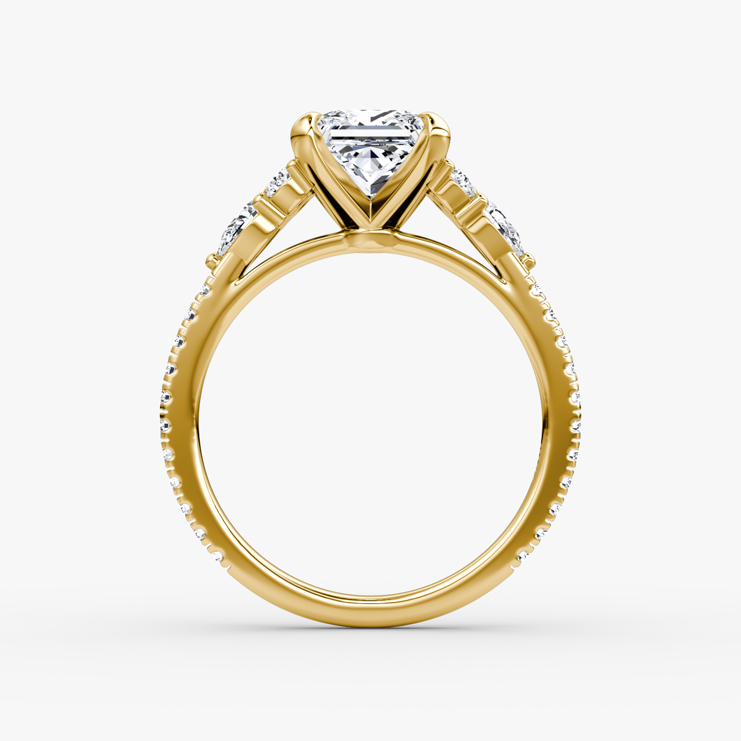 The Pear Cluster Heirloom | Princess | 18k | Yellow Gold | bandAccent: Pavé | diamondOrientation: vertical | caratWeight: other