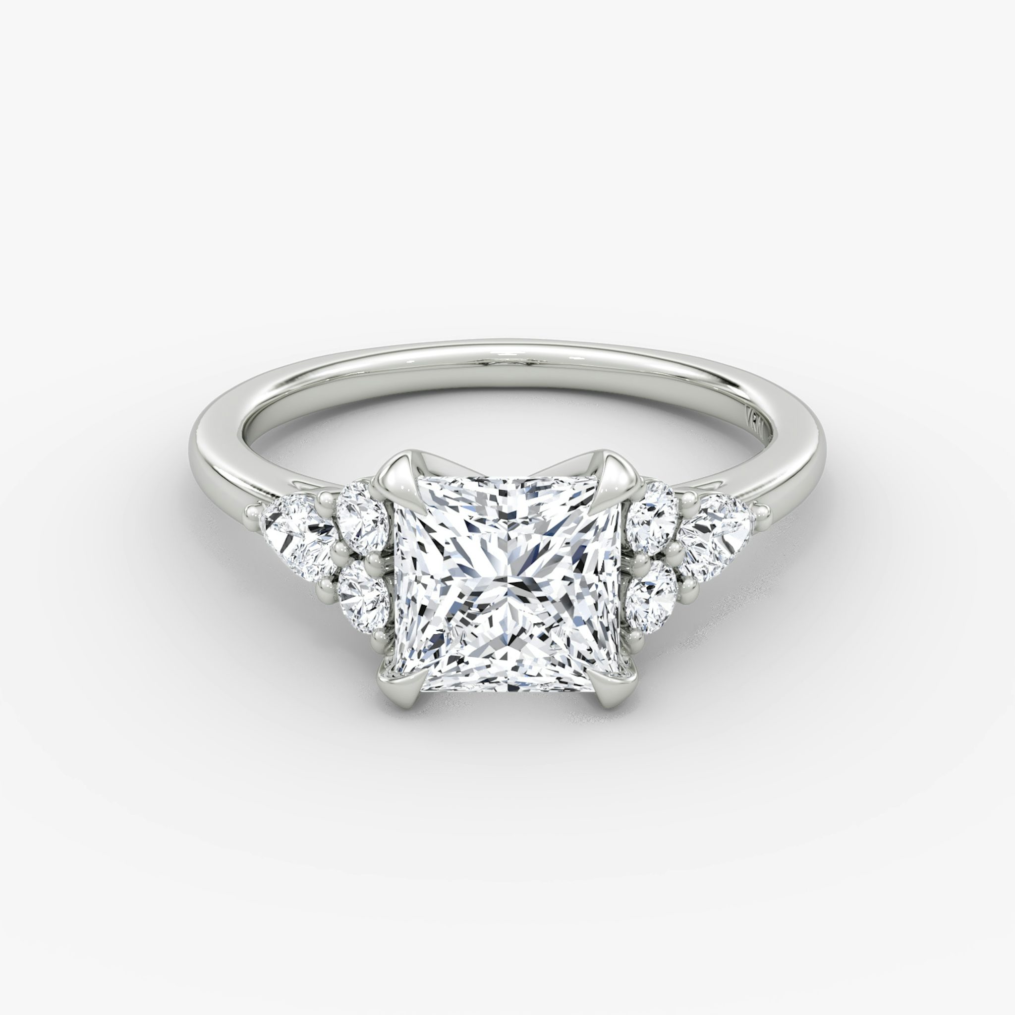 The Pear Cluster Heirloom | Princess | Platinum | bandAccent: Plain | diamondOrientation: vertical | caratWeight: other