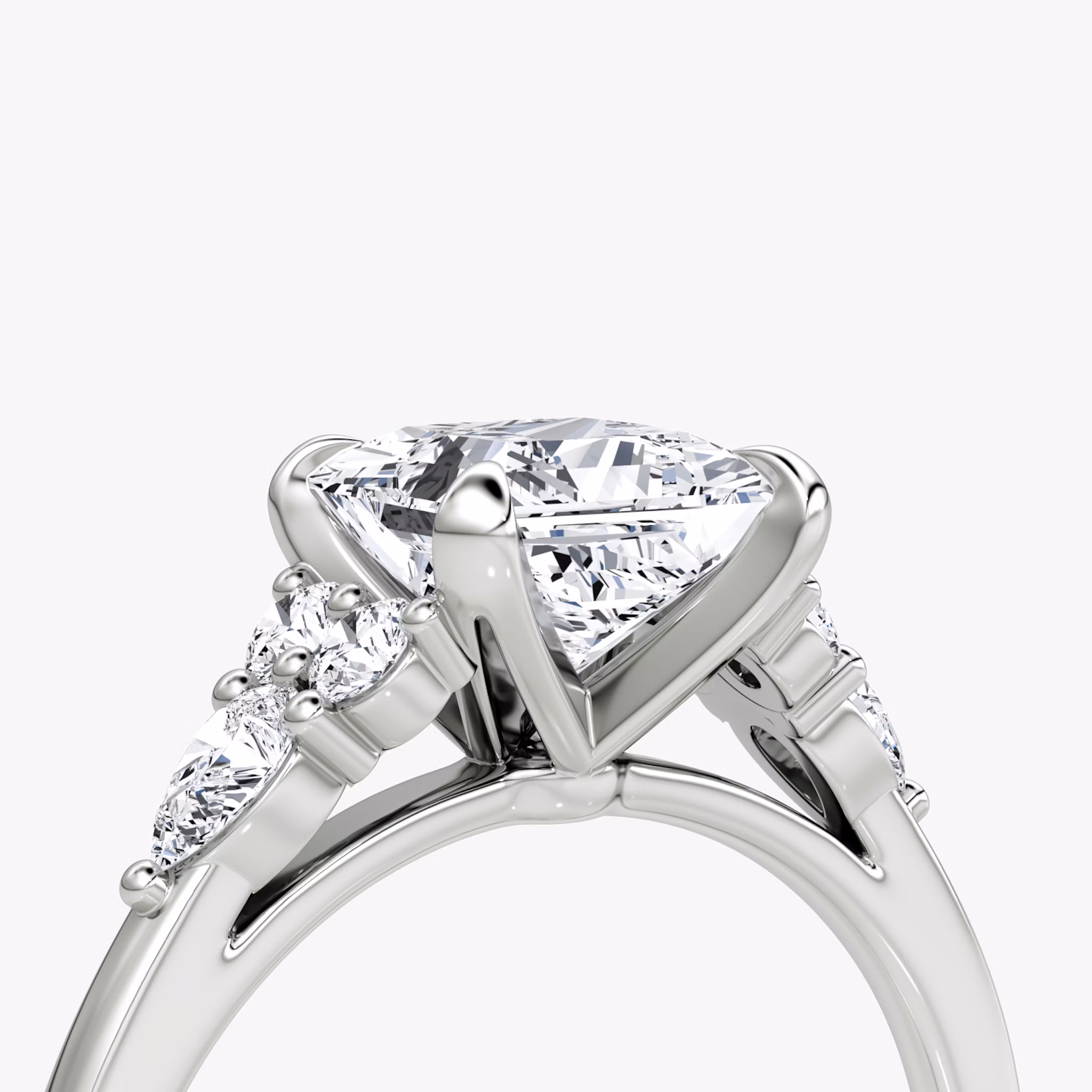 The Pear Cluster Heirloom | Princess | Platinum | bandAccent: Plain | diamondOrientation: vertical | caratWeight: other